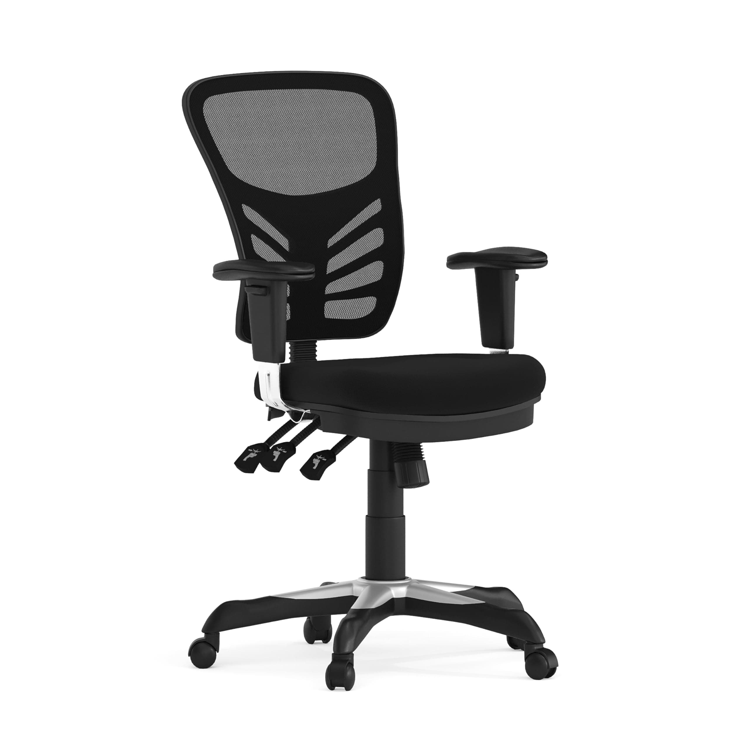 Office Chair, Ergonomic Office Chair with Mesh Back Support, Contoured and Height Adjustable Seat with Three Paddle Control, Black