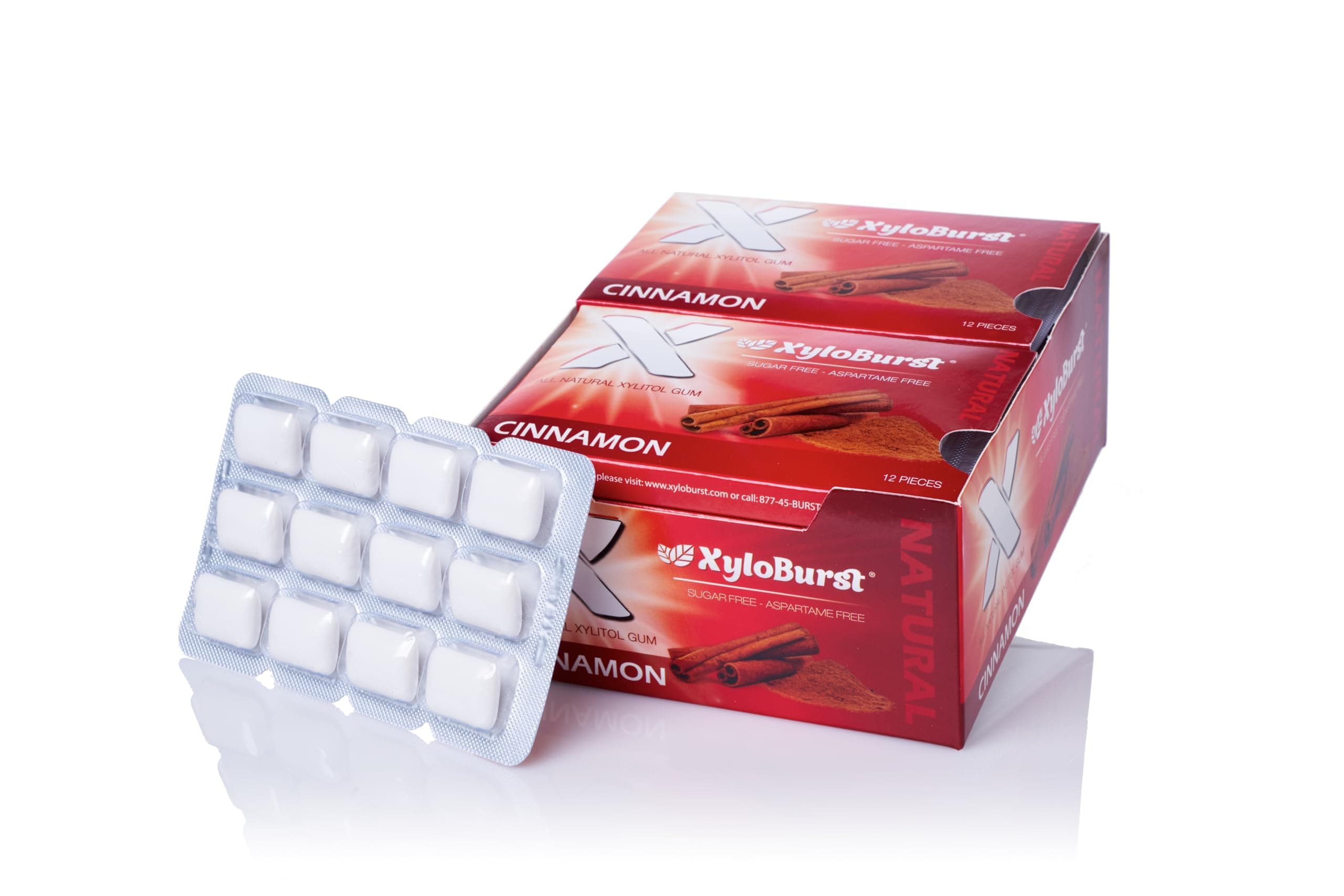 Gum | Xylitol Chewing Gum | Sugar Free, Gluten Free, Keto Friendly | Aspartame Free Gum For Oral Health | Cinnamon | 12 Pieces, Pack of 12