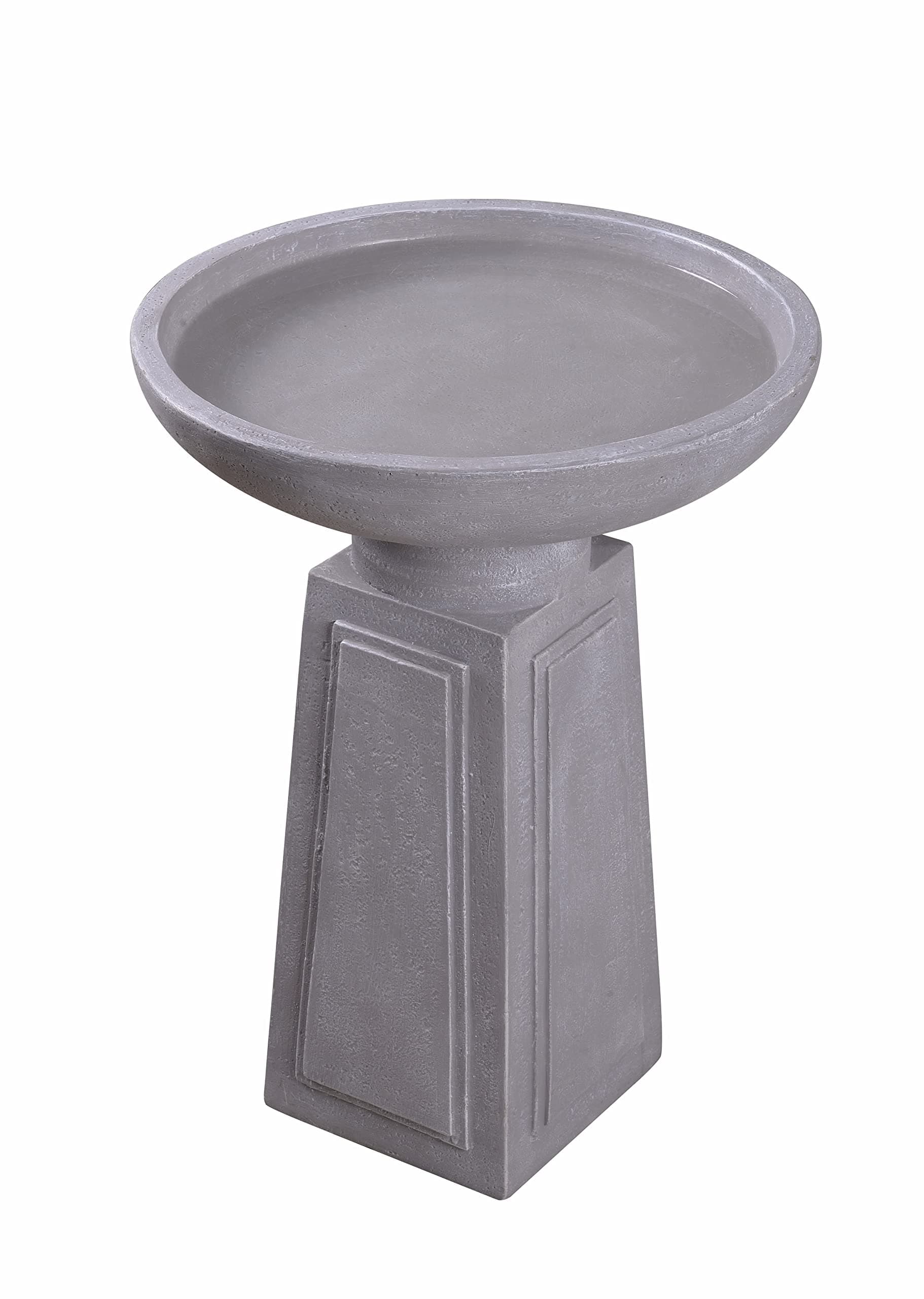 Kenroy Home 51050CON Pedestal Outdoor Bird Bath with Gray Finish, Classic Style, 21.5" Height, 16" Width, 16" Depth