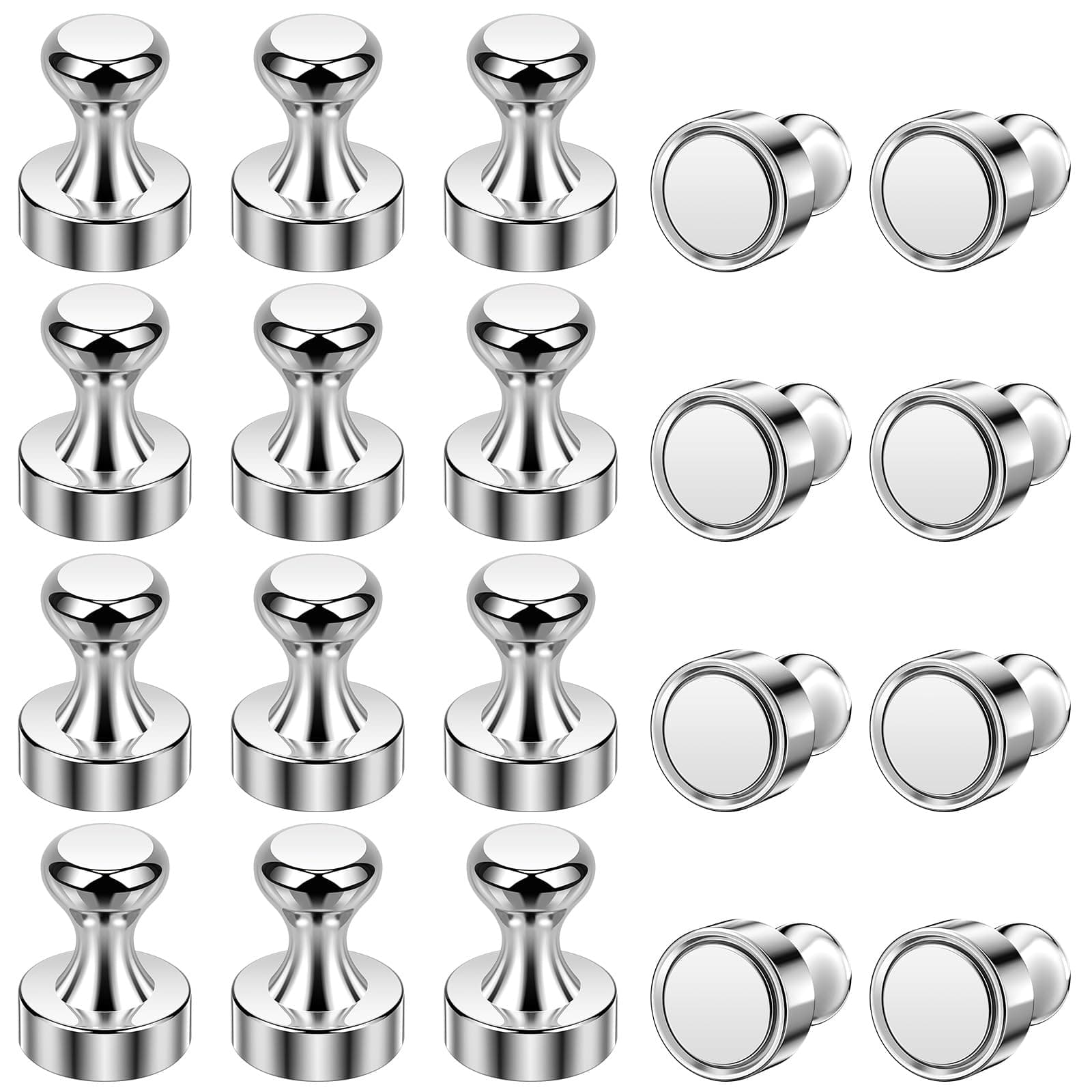 Wukong 20 Pack Fridge Magnets Strong, 12x16mm Refrigerator Magnets Push Pins, Magnetic Thumb Tacks for Whiteboard, Notice Board and Office