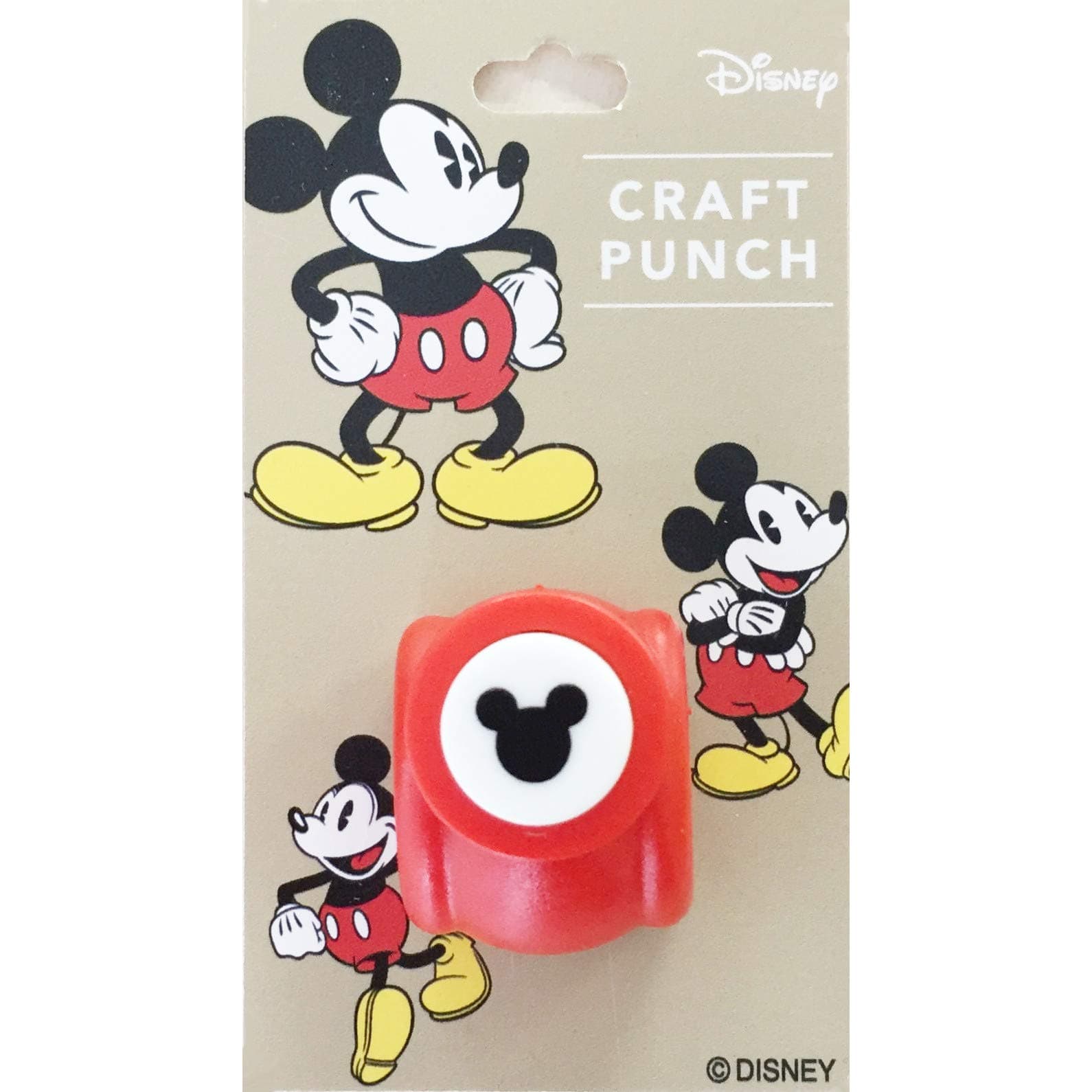 Hanaoka Disney Mickey Mouse Craft Punch (Red, Zinc Alloy, ABS Handle, Cartoon Style, Japan Import)