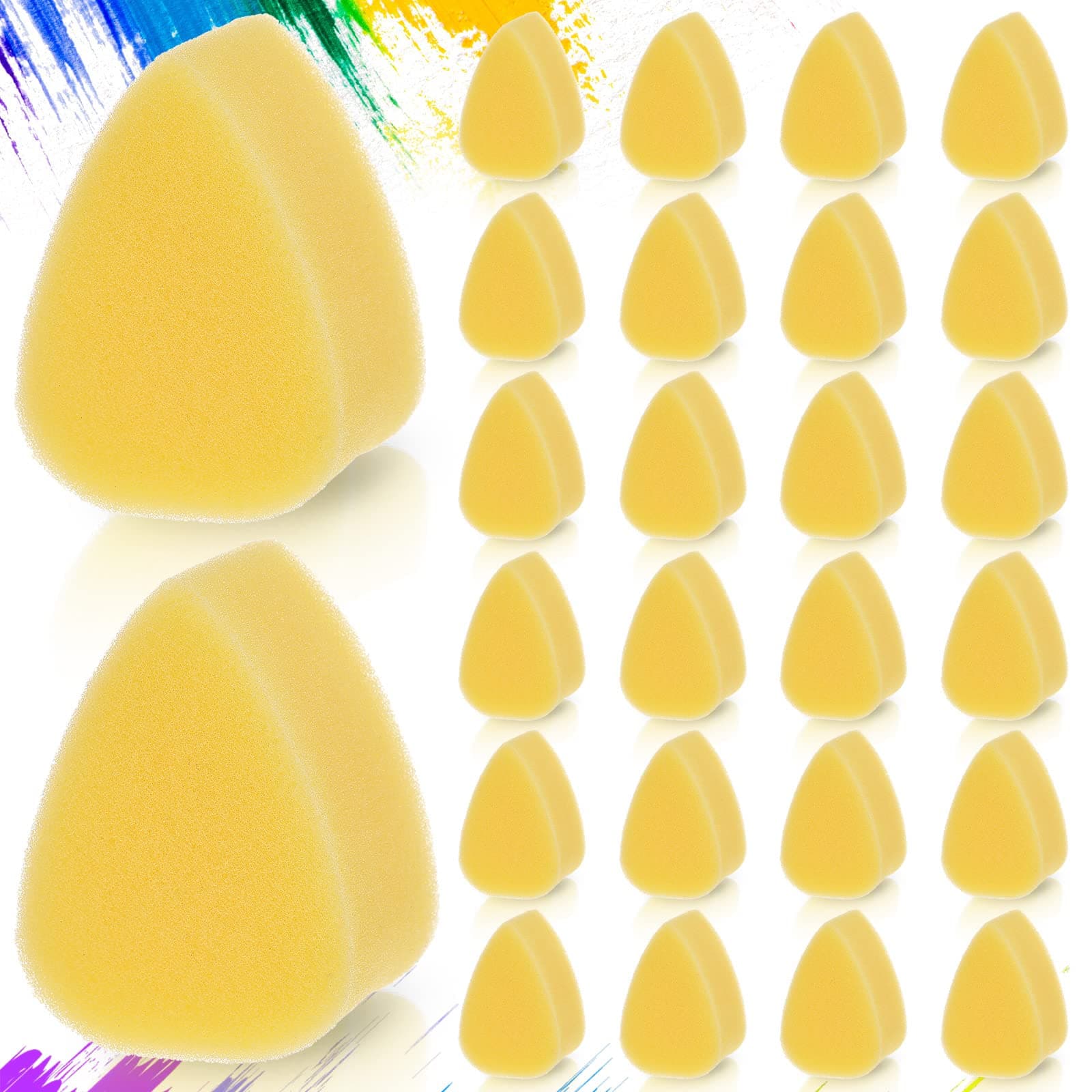 24 Pcs Face Paint Sponge Petal Face Painting Oval Sponges High Density Face Painting Supplies for Kids Adults Art Work Halloween Makeup Body Paint (Yellow)
