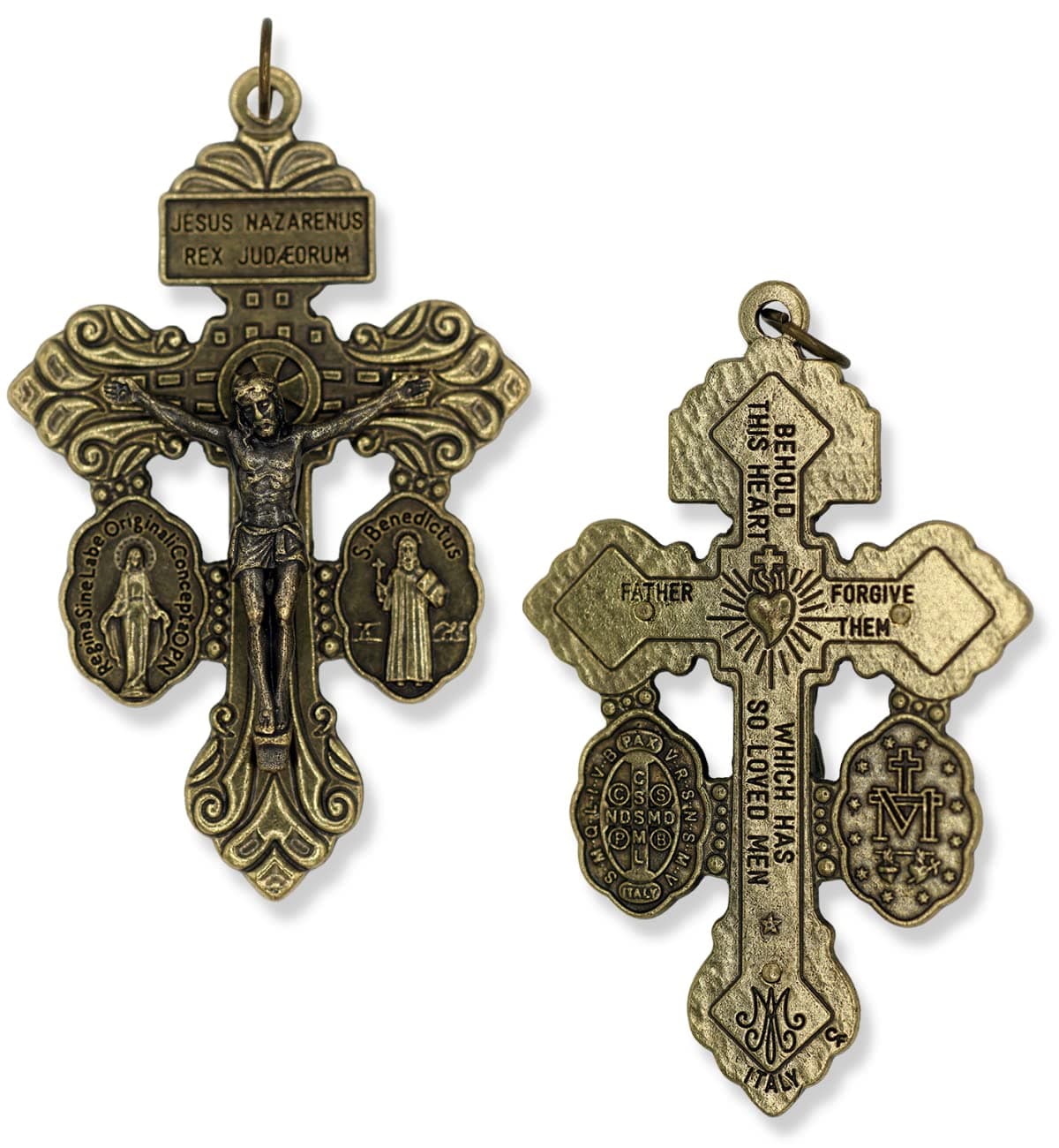 Bulk Pack of 5 - Bronze Pardon Indulgence Crucifix Triple Threat Crucifix
