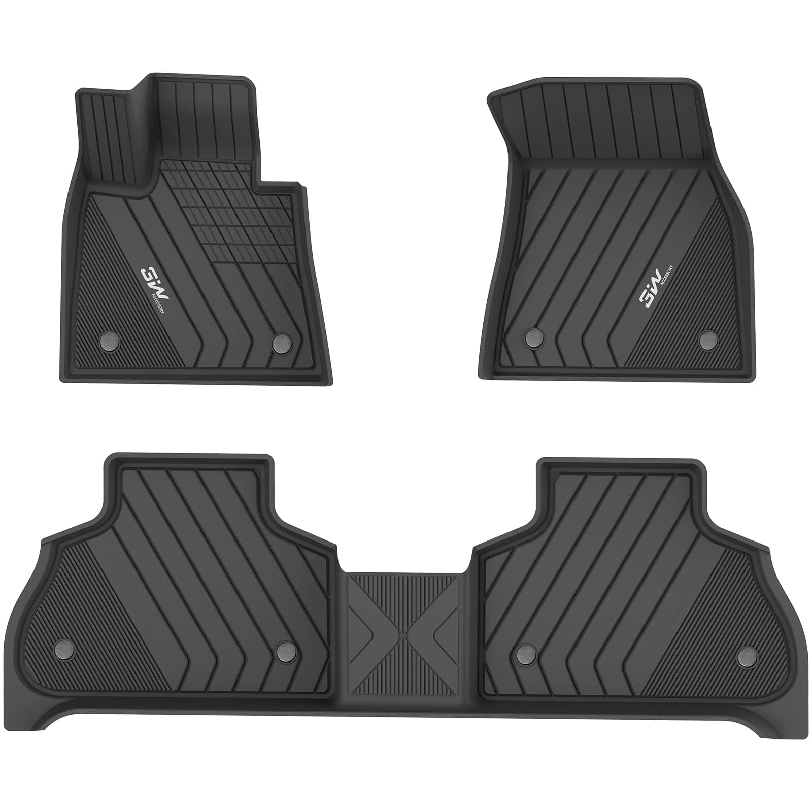 3W Floor Mats Fit for BMW X7 7 Seats 2019-2024 2025 TPE All Weather Custom Fit Floor Liner for BMW X7 7 Passengers 1st & 2nd Row Full Set Car Liners Black