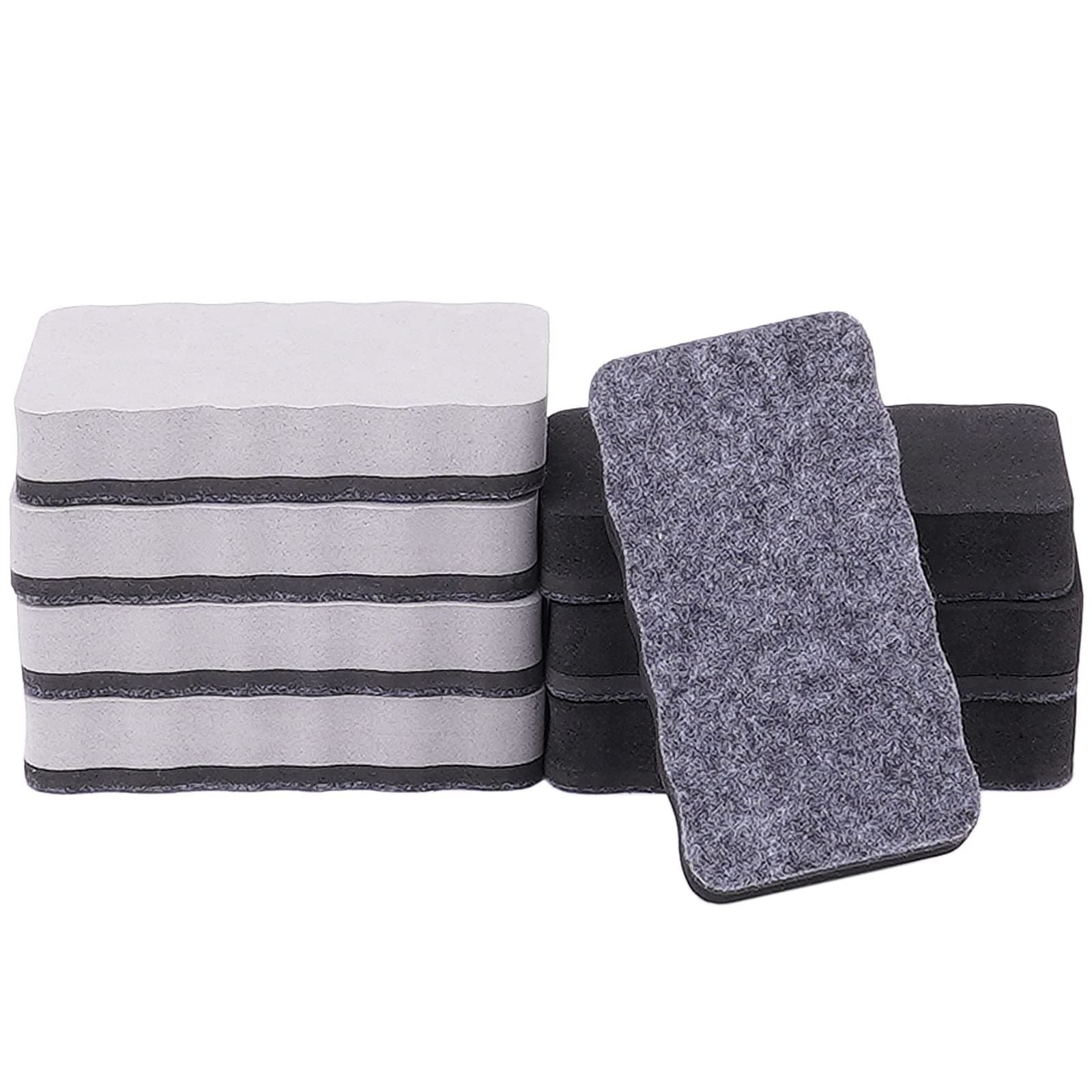 8 Pack Magnetic Dry Eraser - Wellerly Whiteboard Erasers Chalkboard Cleaners Eraser Dry Erase Wipe for Classroom Home Office School Teacher (Black+Gray, 4.2inch x 2.2inch x 0.8inch)