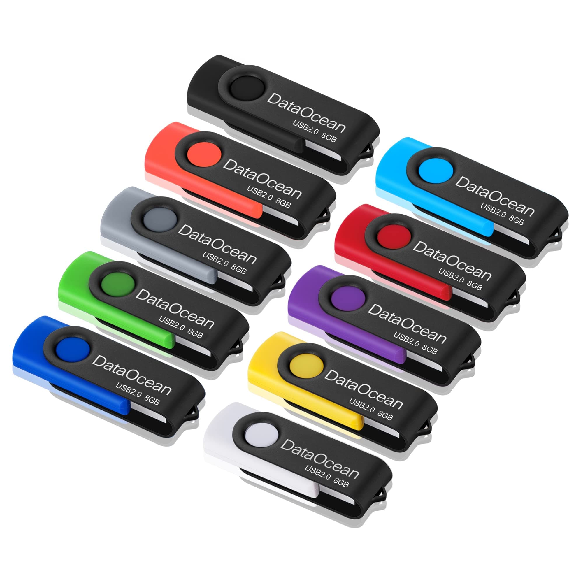 10 Pack 8GB USB 2.0 Flash Drive Memory Stick Thumb Drives (8GB X 10 Mixed Colors)