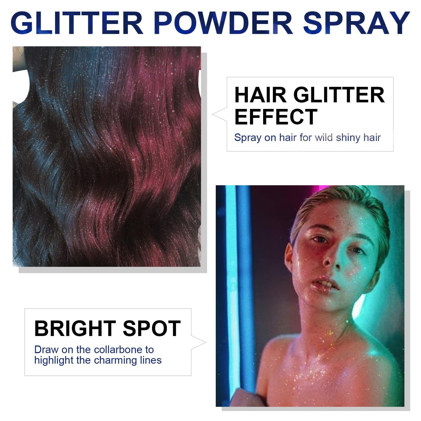 HANYWIL Body Glitter, Glitter Spray for Hair and Body, 2.11 Fl Oz