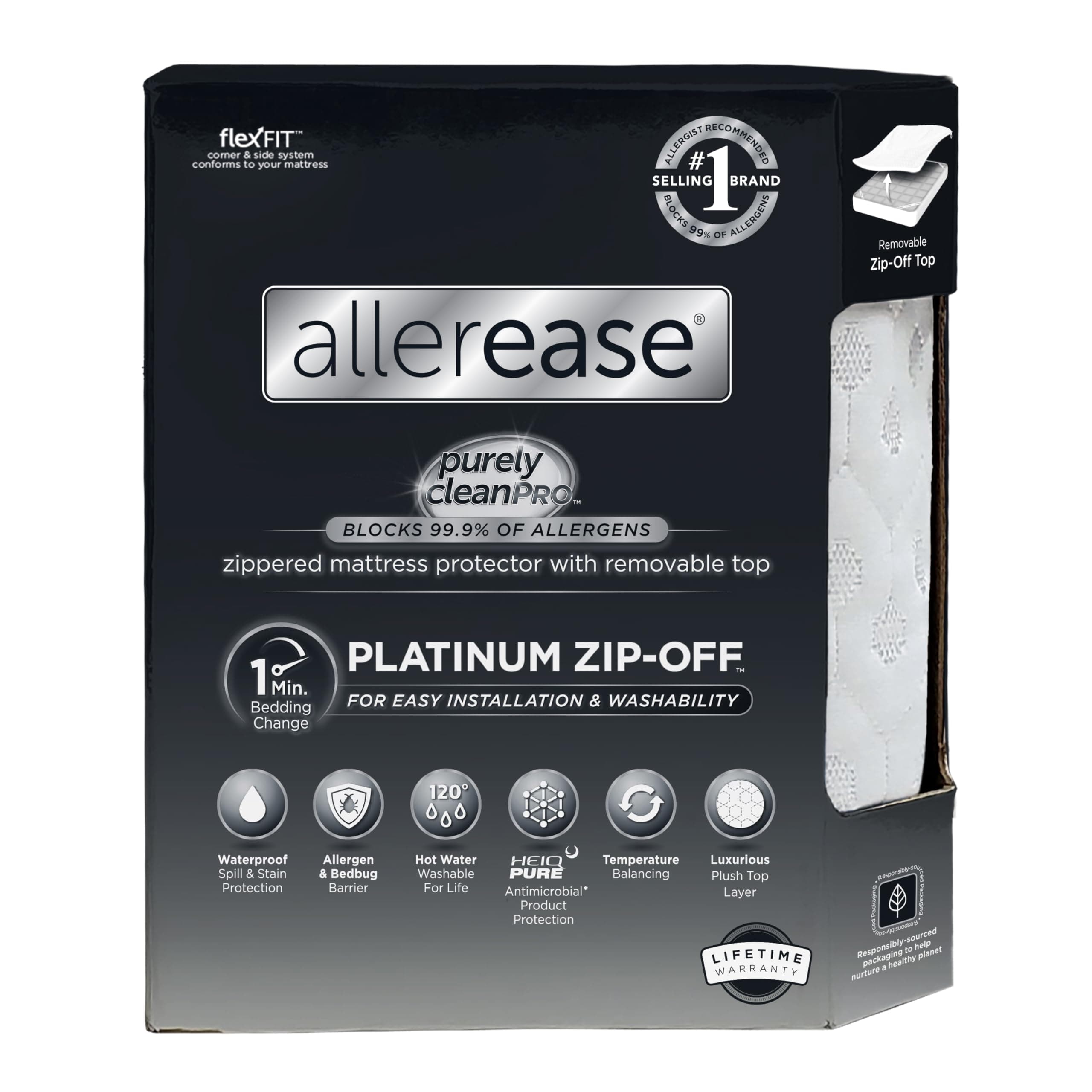 Aller-Ease Platinum Zip-Off Top Mattress Protector, King