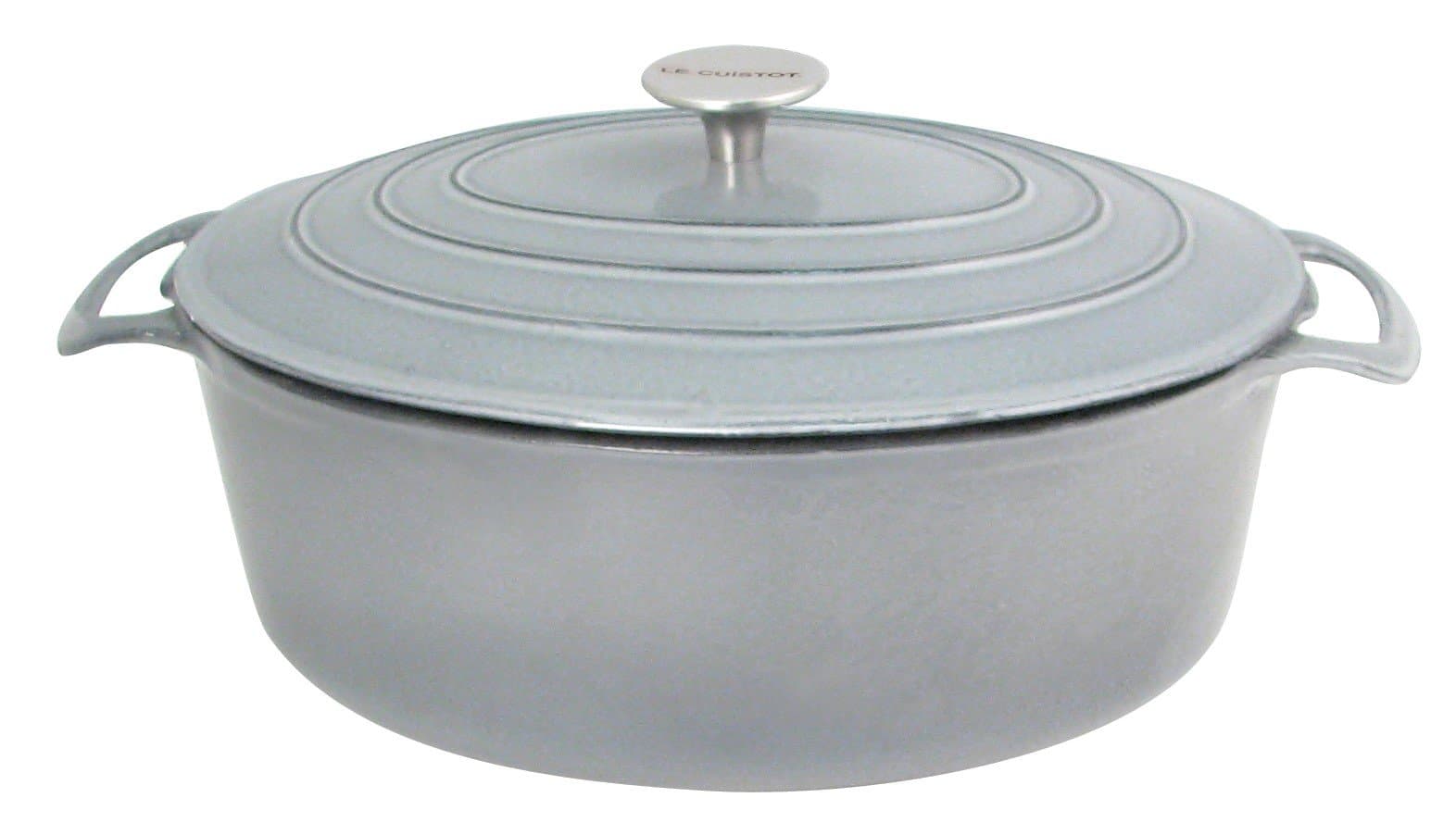 Le Cuistot Vieille France Enameled Cast-Iron 7 Quart Oval Dutch Oven - Classy Grey