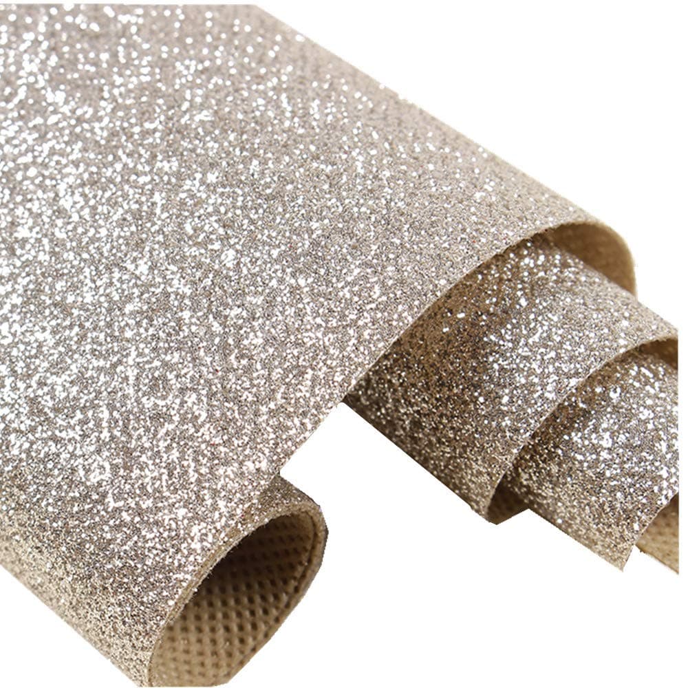 Self Adhesive Champagne Fine Glitter Wallpaper Sample, Peel and Stick Roll Sparkle Glitter Decor Art Craft Fabric (6 x 6 Inch Sample)