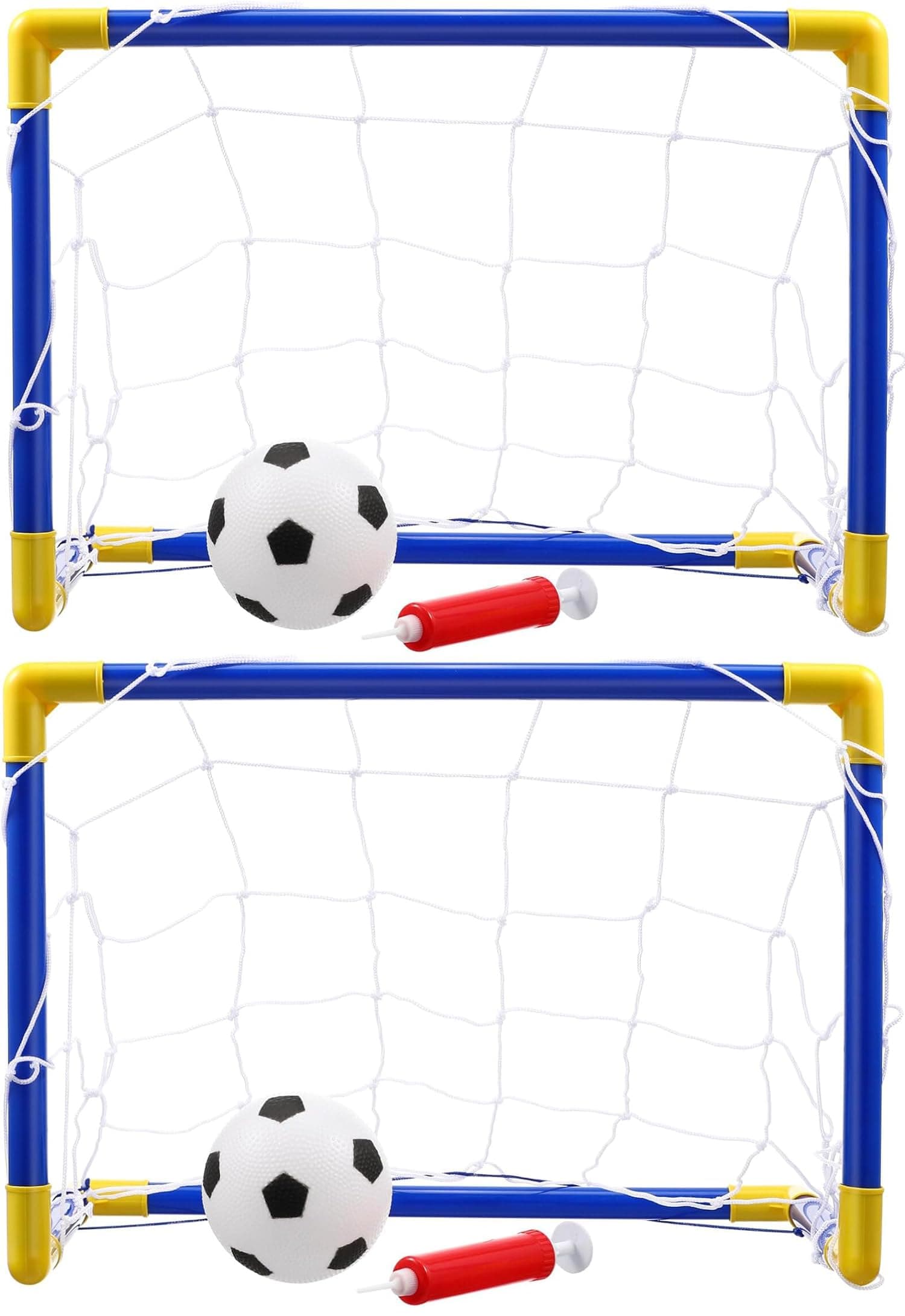 2 x Mini Football Goals Set for Kids - Junior Football Goal with Net, Ball and Pump - Ideal for Garden and Indoor Play - Soccer Training for Toddlers Boys and Girls Age 3+