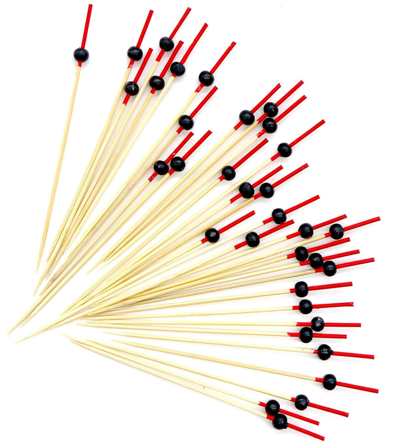 PuTwo Handmade Cocktail Picks 100 Counts Cocktail Sticks Bead Frilled Toothpicks Party Supplies - Black