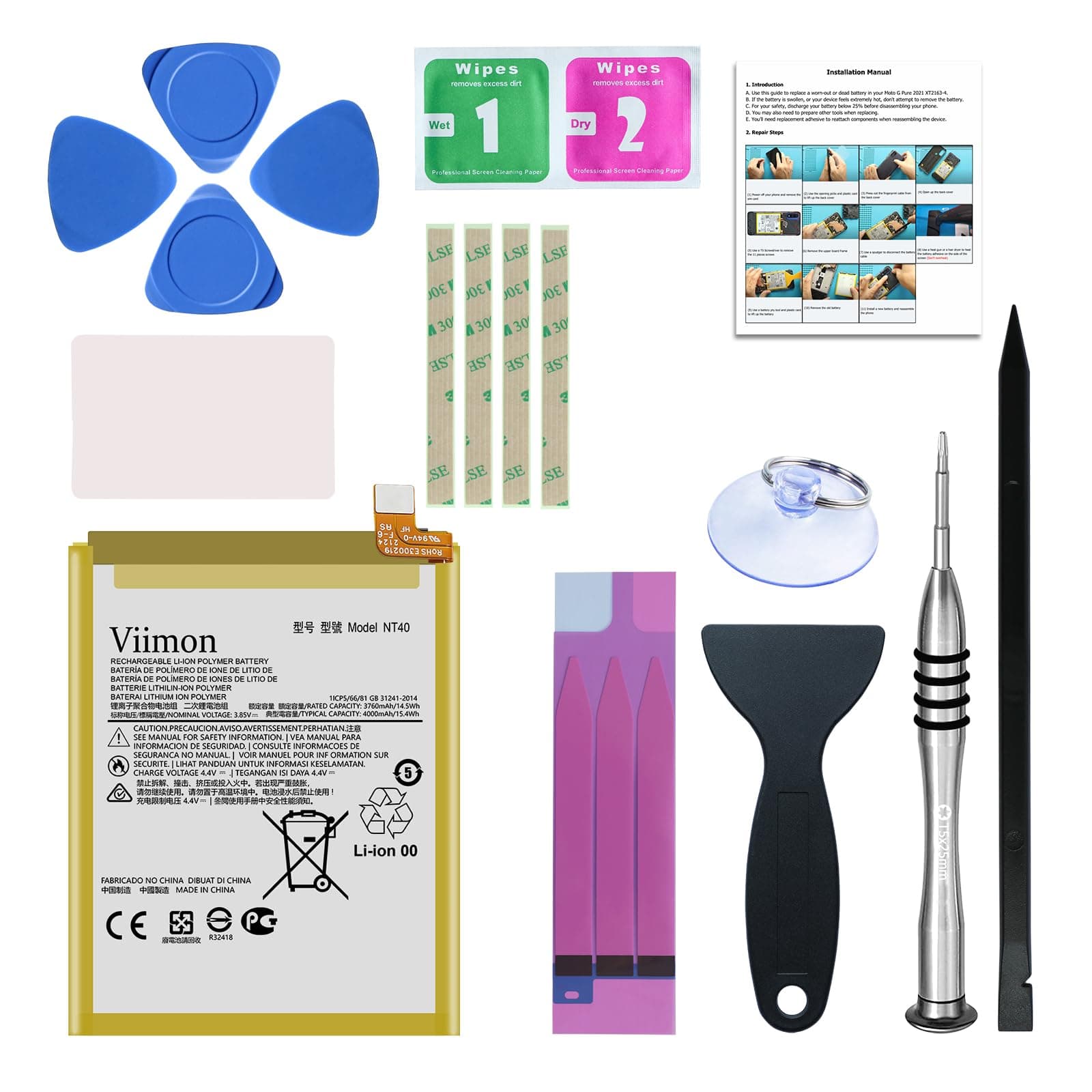 for Moto G Pure 2021 Battery Replacement Kits Compatible with Moto G Pure 2021 Model XT2163-4 with Repair Tool Kits