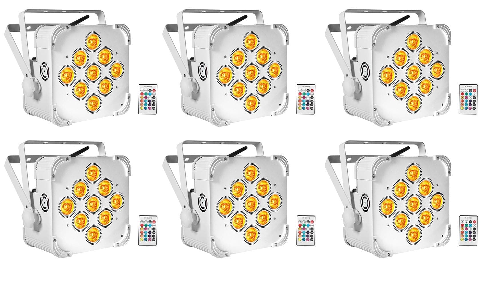 6 Rockville Best PAR 60 White Rechargeable Wash Up-Lights Wireless DMX+RGBWA+UV