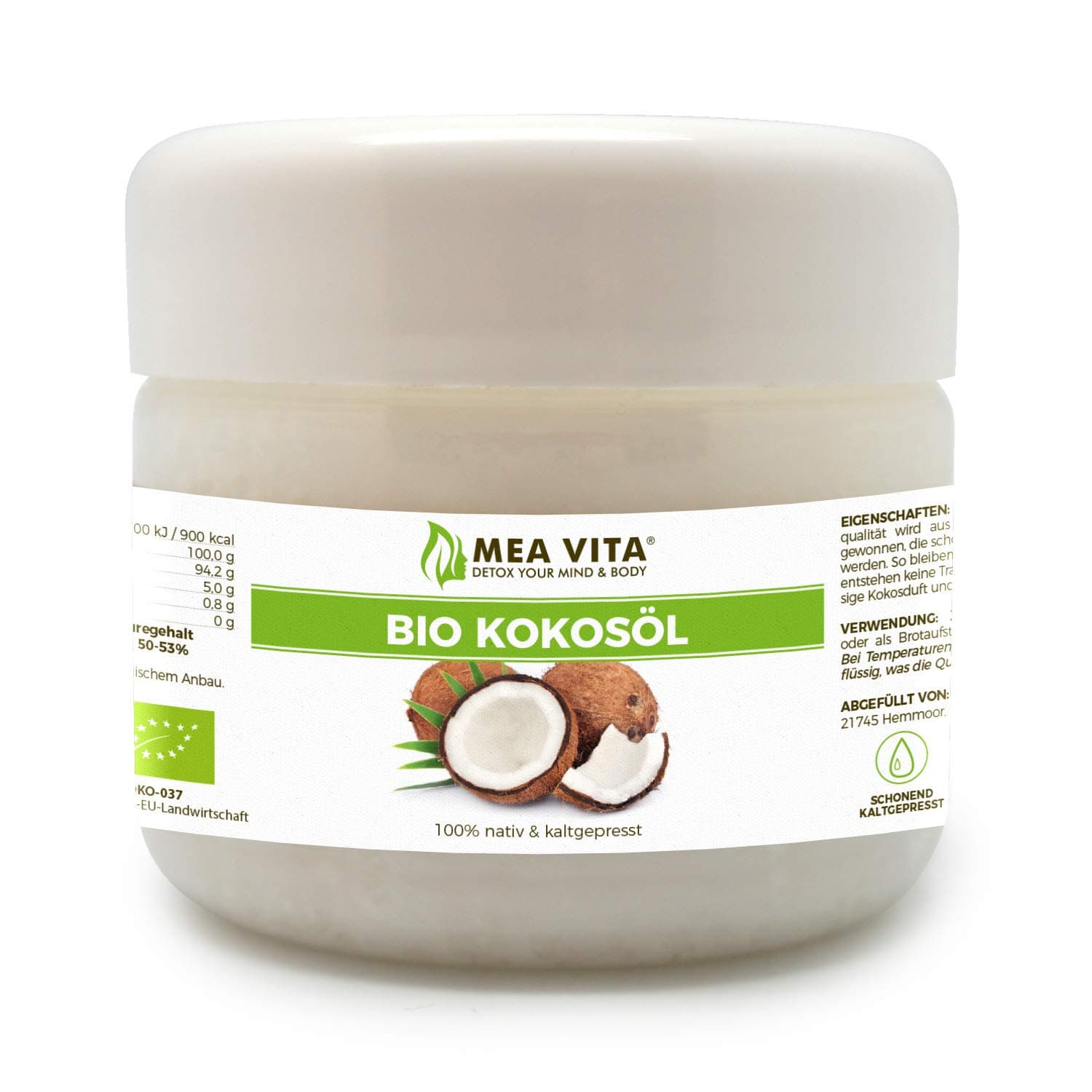 MeaVita 80293 Organic Native Coconut Oil, 250 ml