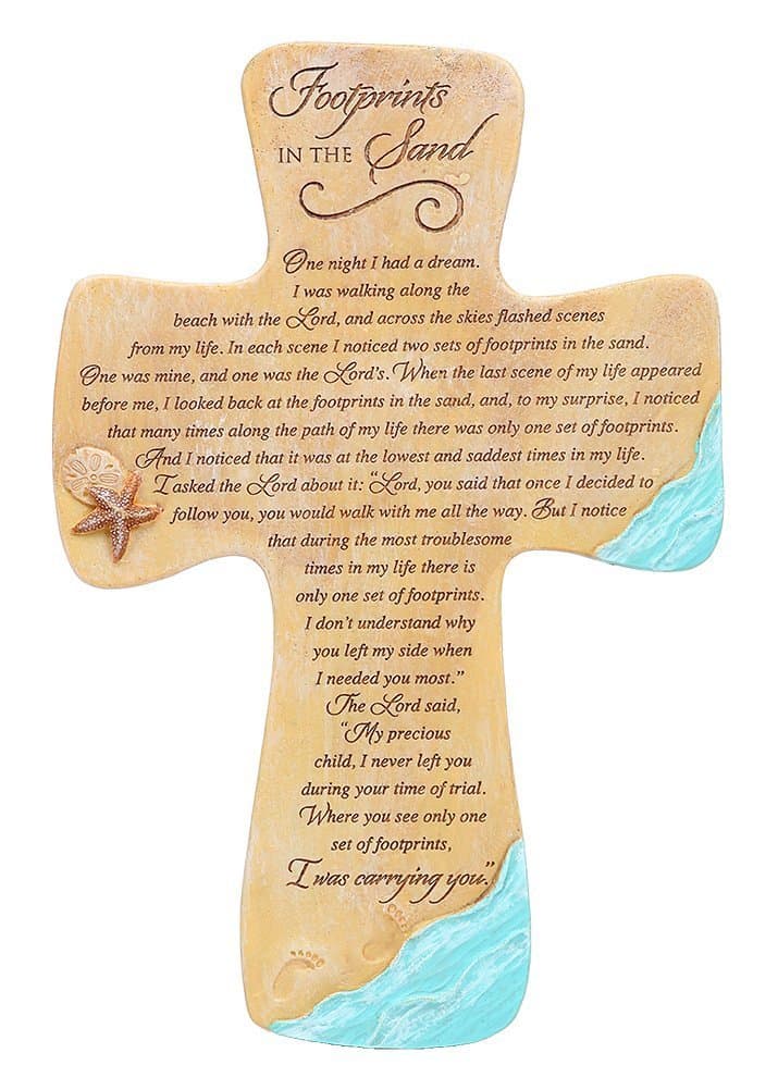 Footprints in The Sand Wall Cross 7 Inches L X 10 1/2 Inches H X 1/8 Inch W