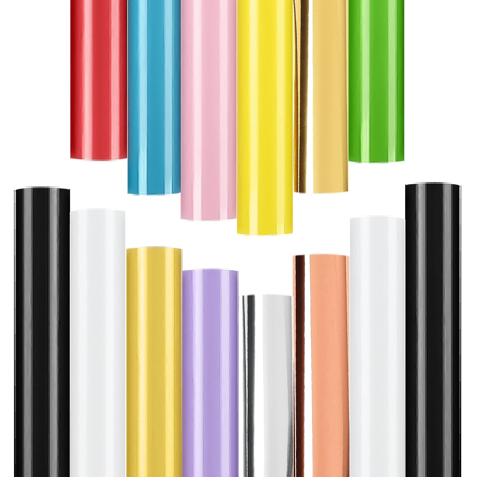 14 Pack Permanent Vinyl - 14 Glossy Colors Self Adhesive Vinyl Sheets for Cricut & Silhouette, Party Decoration, Sticker, Craft Cutter, Car Decal