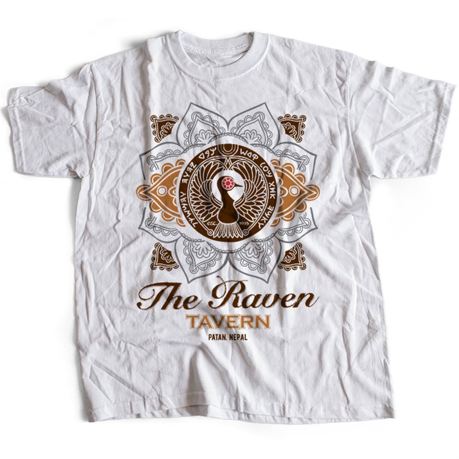 9353w Raven Tavern Mens T-Shirt Riders Of The Lost Ark Indiana Jones Temple Of Doom Lao Che(XX-Large,White)