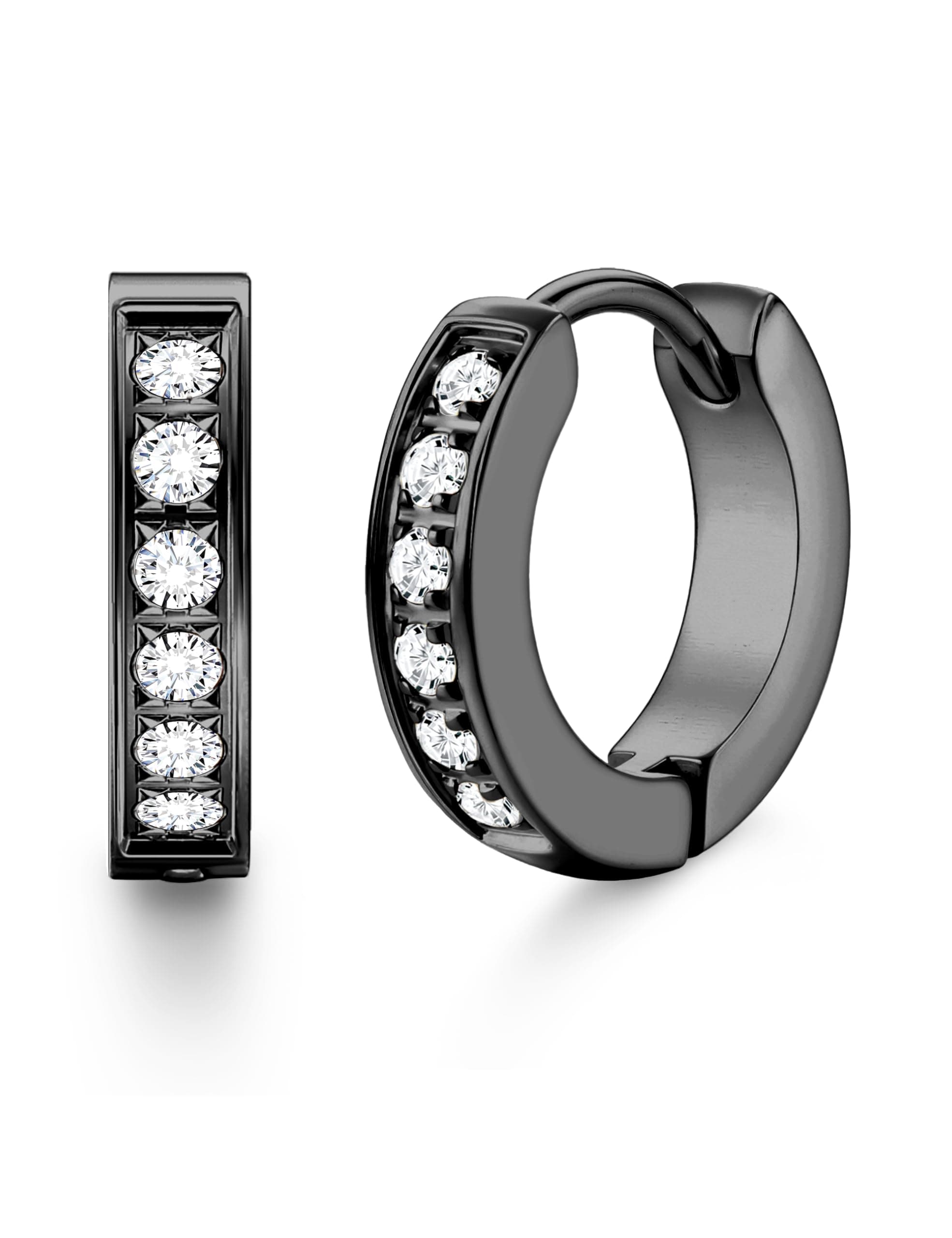 316L Stainless Steel Hoop Earrings for Men Women Hypoallergenic Cubic Zirconia Silver/Black/Gold Hoop Huggie Cartilage Earrings for Women Men Hoops 13 mm 20 mm