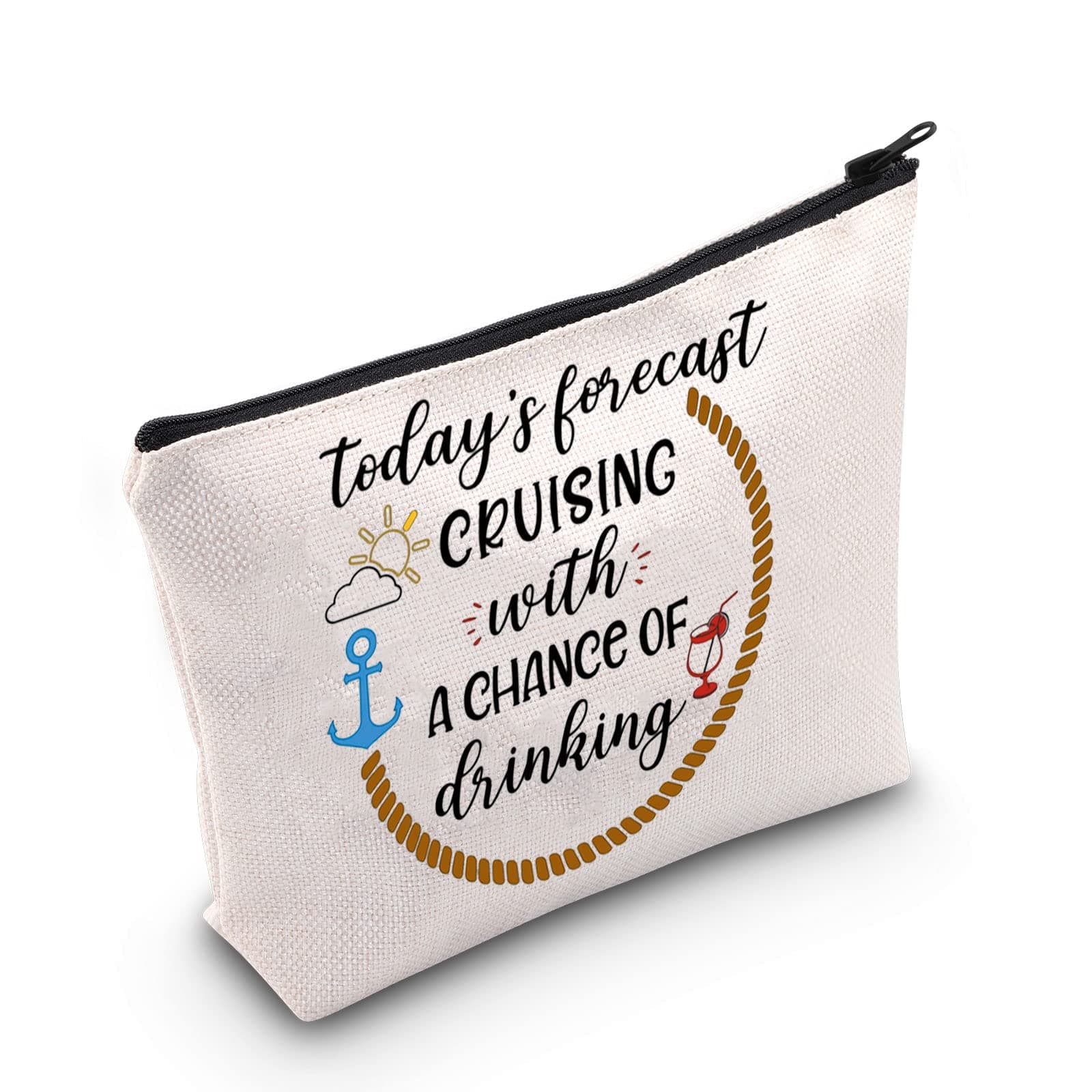 Cruise Themed Gift Cruise Boat Cocktails Friends Groups Cruise Cosmetic Bag Girls Weekend Gift (Today's Forecast UK)