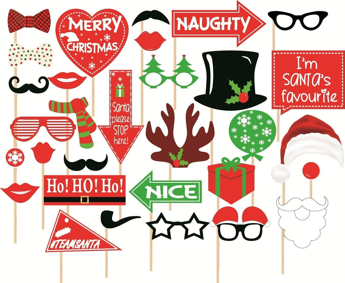 SYGA Set of 31 Christmas Party Photo Booth Props Christmas Party Decoration Craft Item