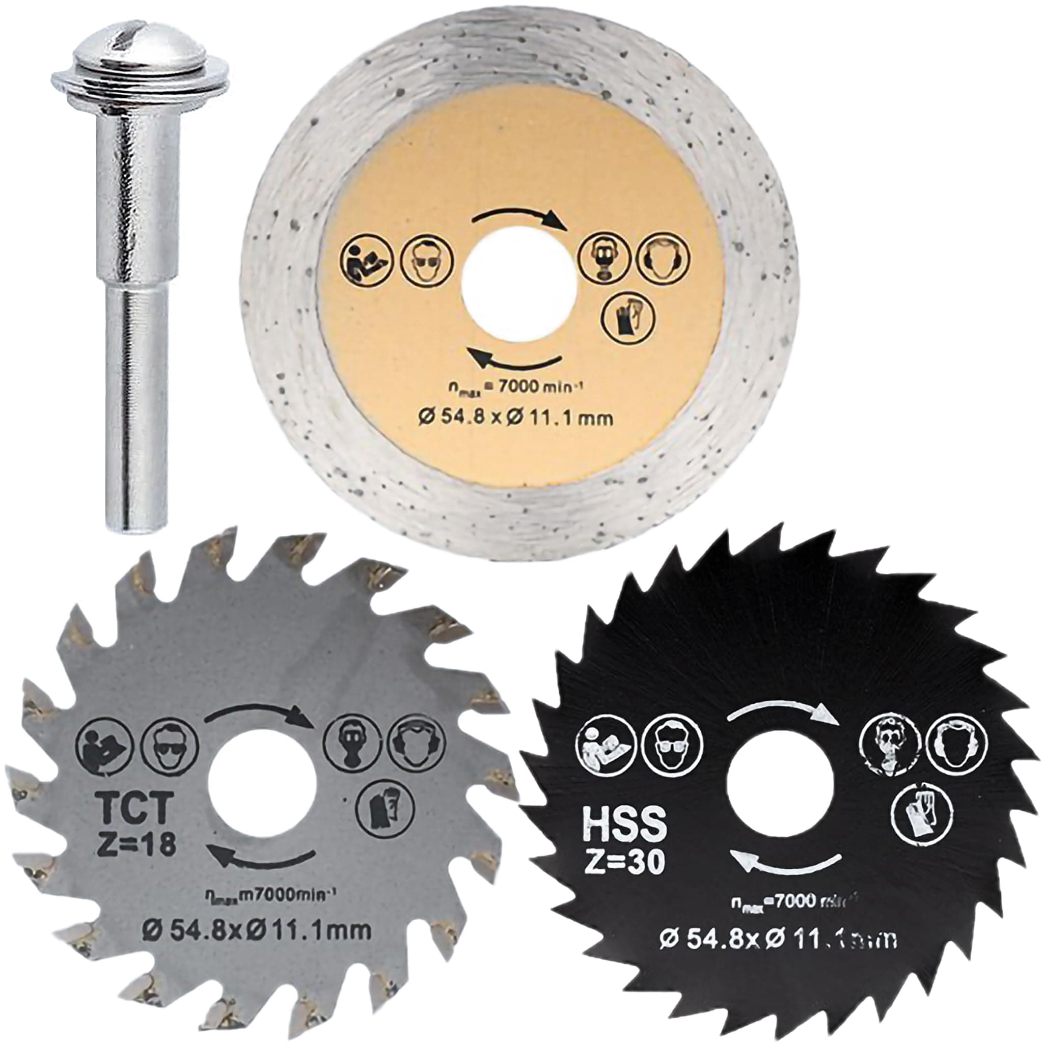 KEWAYO HSS Circular Saw Blade Set - 3pcs Cutting Blades for Wood Cutting, Rotary Tool Cutting Disc with 54.8mm/2.15" Mandrel