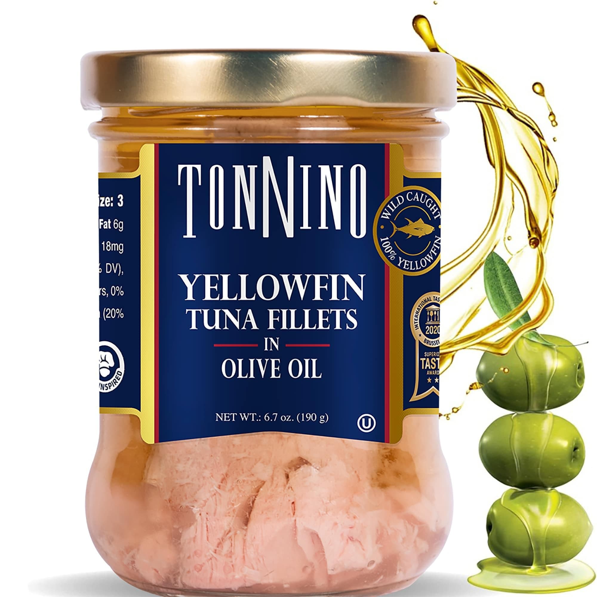 Yellowfin Tuna Fish Premium - Olive Oil – Pack of 6 – Alternative to Salmon – Protein Snacks – Ready to Eat Meals in Glass Jar