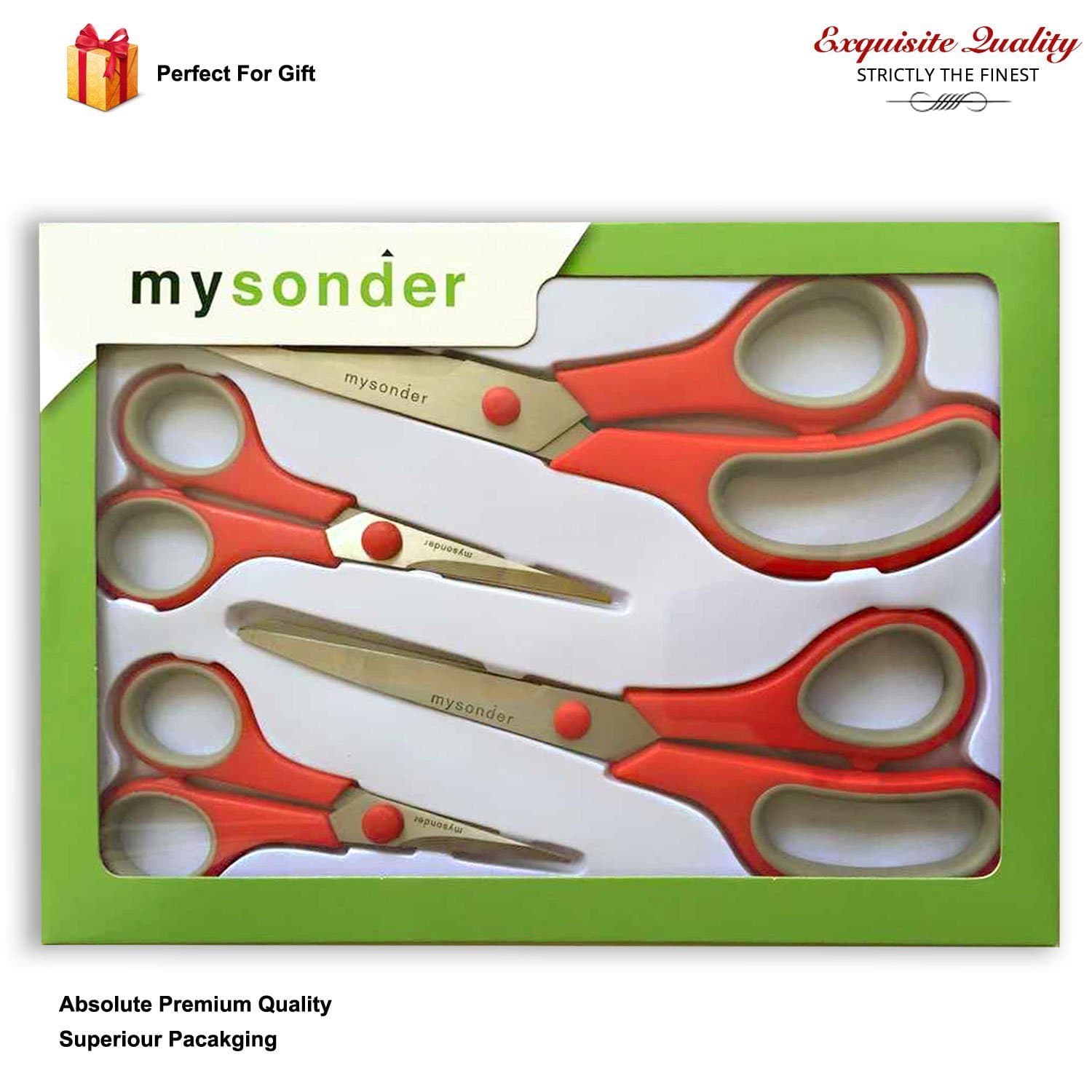 Scissors 4 Set - Stainless Steel Kids Scissor Classpack - Shears for Office, School, Kitchen, Sewing, Art and Craft Activities - Features Durable Design, Comfort Grip and Razor Sharp Blades