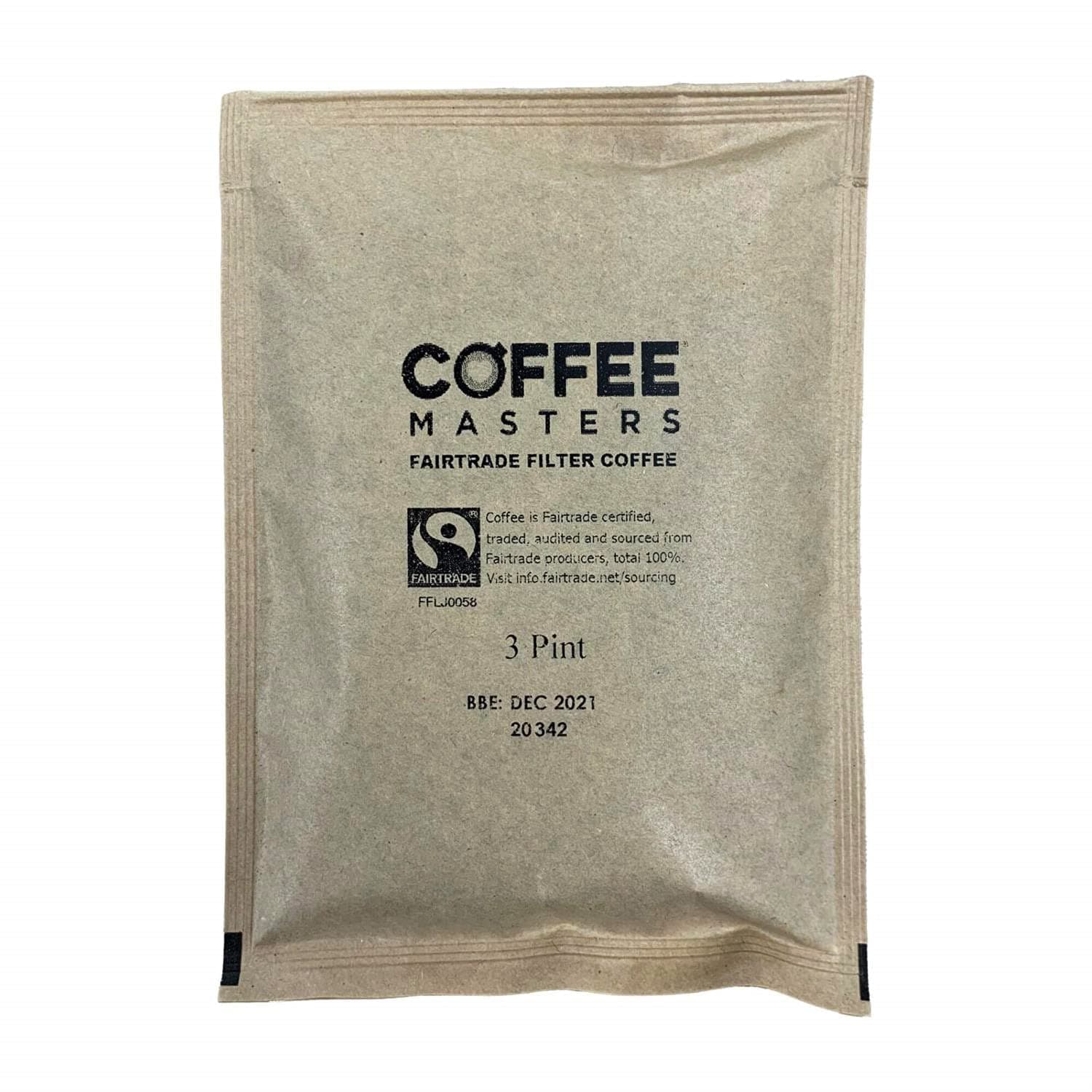 Coffee Masters Fairtrade Ground Coffee - 50 Sachets x 3 pints - Bonus 50 Filters - Made From 100% Arabica Beans - Bulk Perfect for Barista Filter Machine