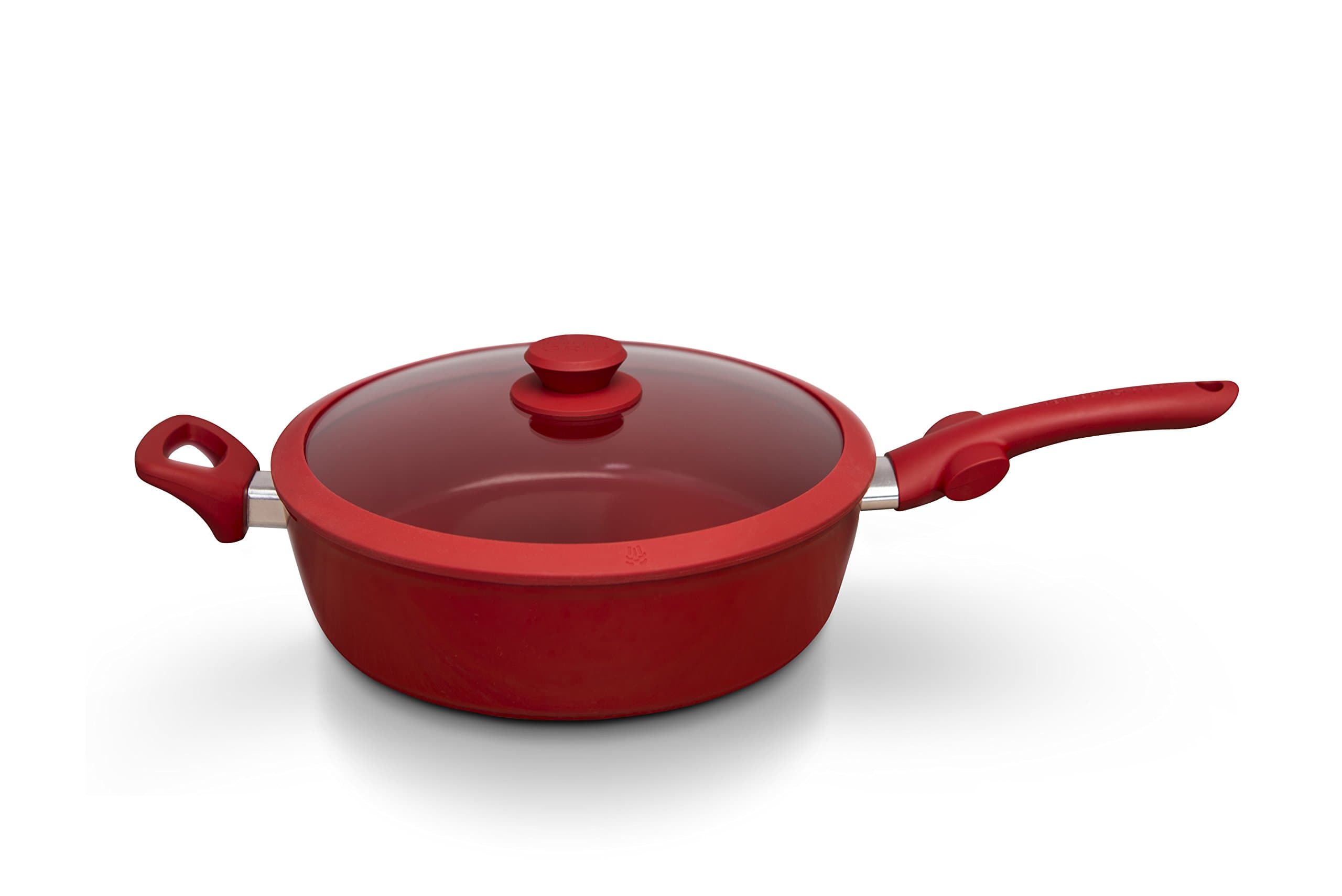 CeraPan Perfect Grip 11" Red Chicken Fryer with Lid Non-stick Titanium Ceramic Cookware As Seen On TV