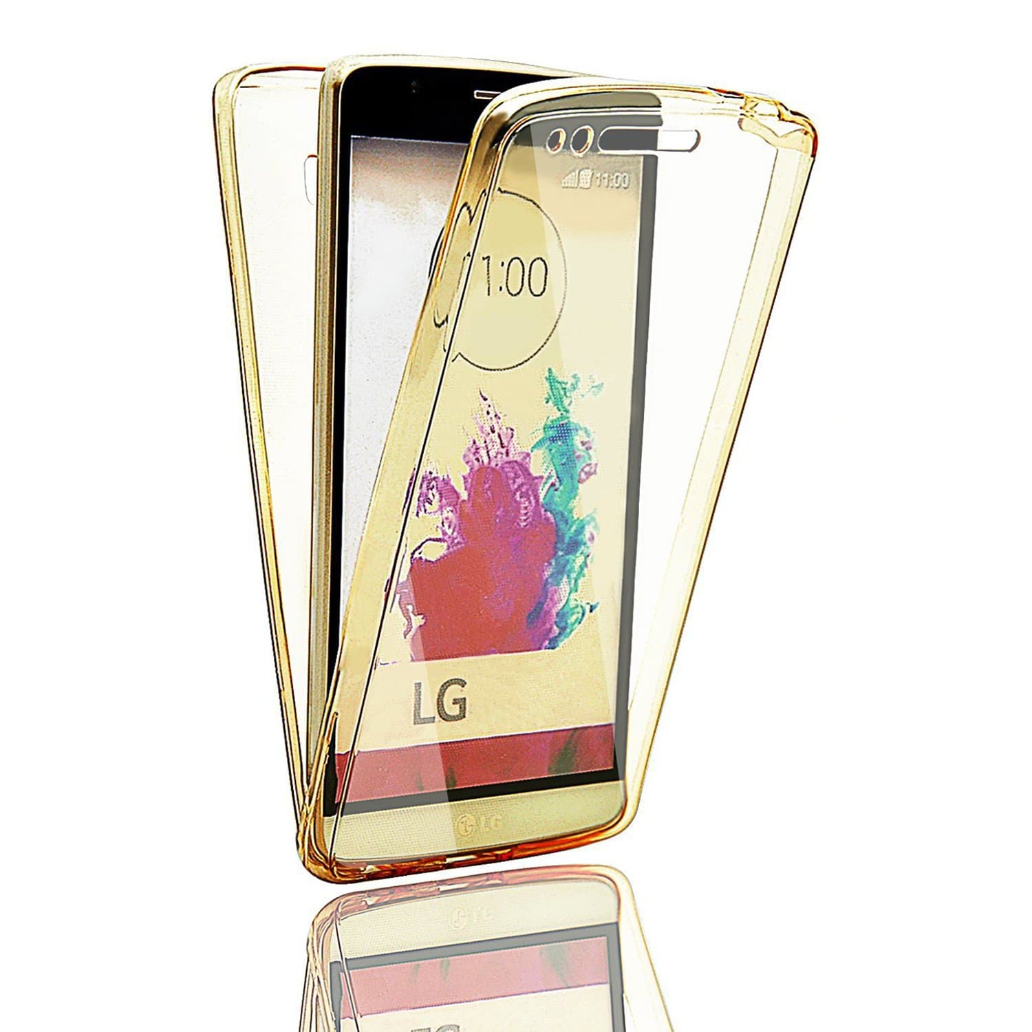 LG G4 Stylus Case (Front + Back Cover Gel Series), Houshine Shockproof TPU 360 degree Full Body Protective Clear Crystal Rubber Soft Case Cover for LG G4 Stylus, Gold