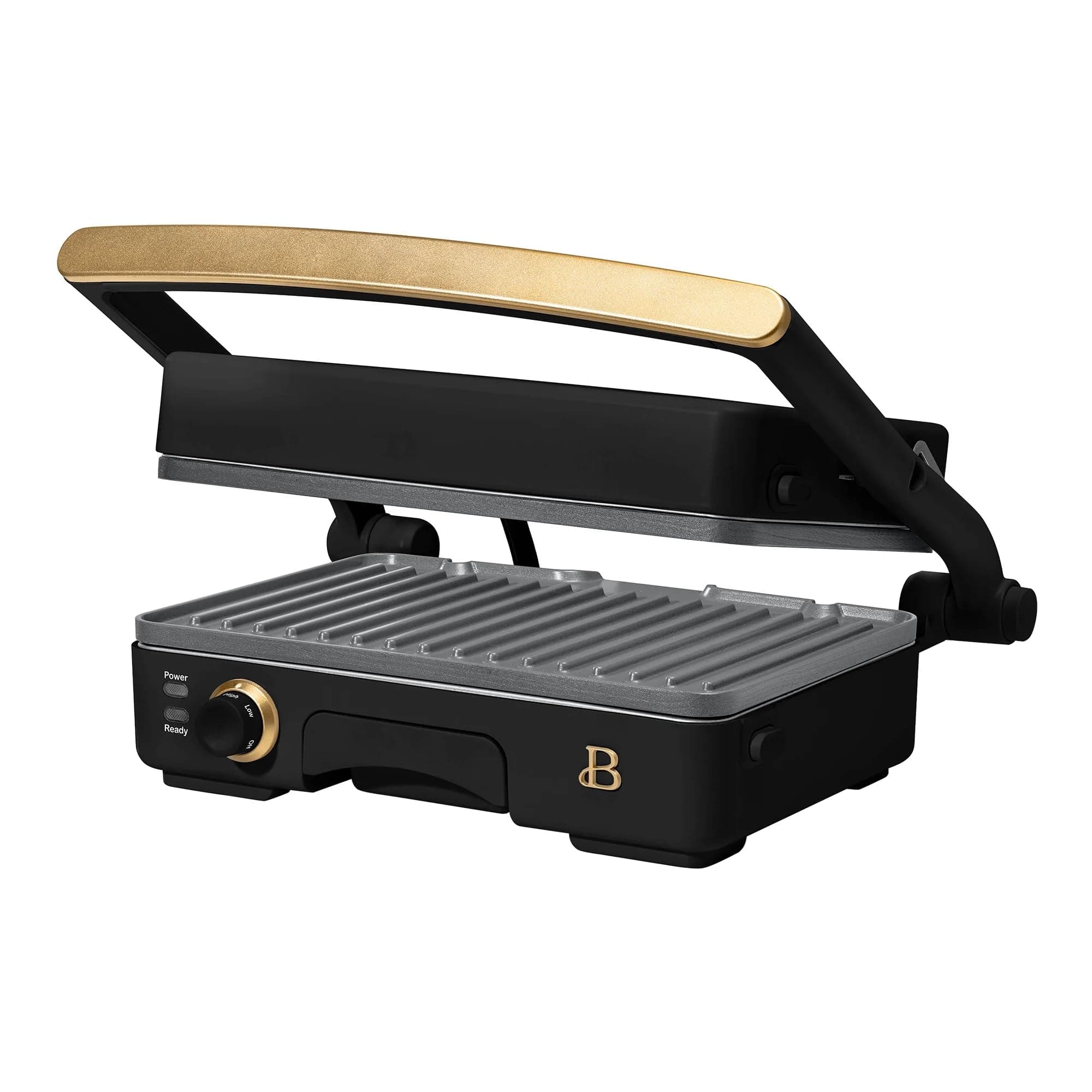 Beautiful 2-in-1 Panini Press & Indoor Grill with Removable Non-Stick Plates, Adjustable Temperature Control, Cool-Touch Handle, PFOA & PFOS-Free, Heats up to 450° - Powerful 1200 Watts (Black Sesame)
