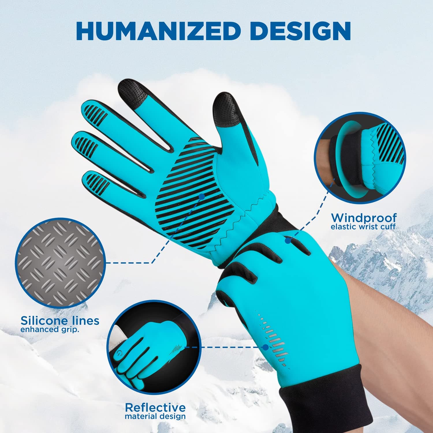 SIMARI Winter Thermal Gloves Men Women Touchscreen Anti-Slip Windproof Gloves Cold Weather Gloves for Driving Cycling Skiing Working Outdoor