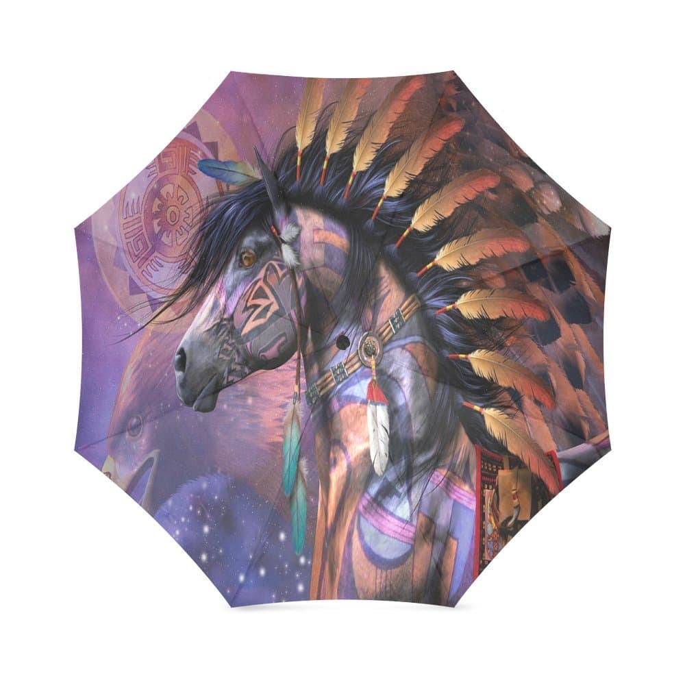 Thanksgiving/Christmas Gifts Native American Indian Horse 100% Fabric And Aluminium Foldable Umbrella
