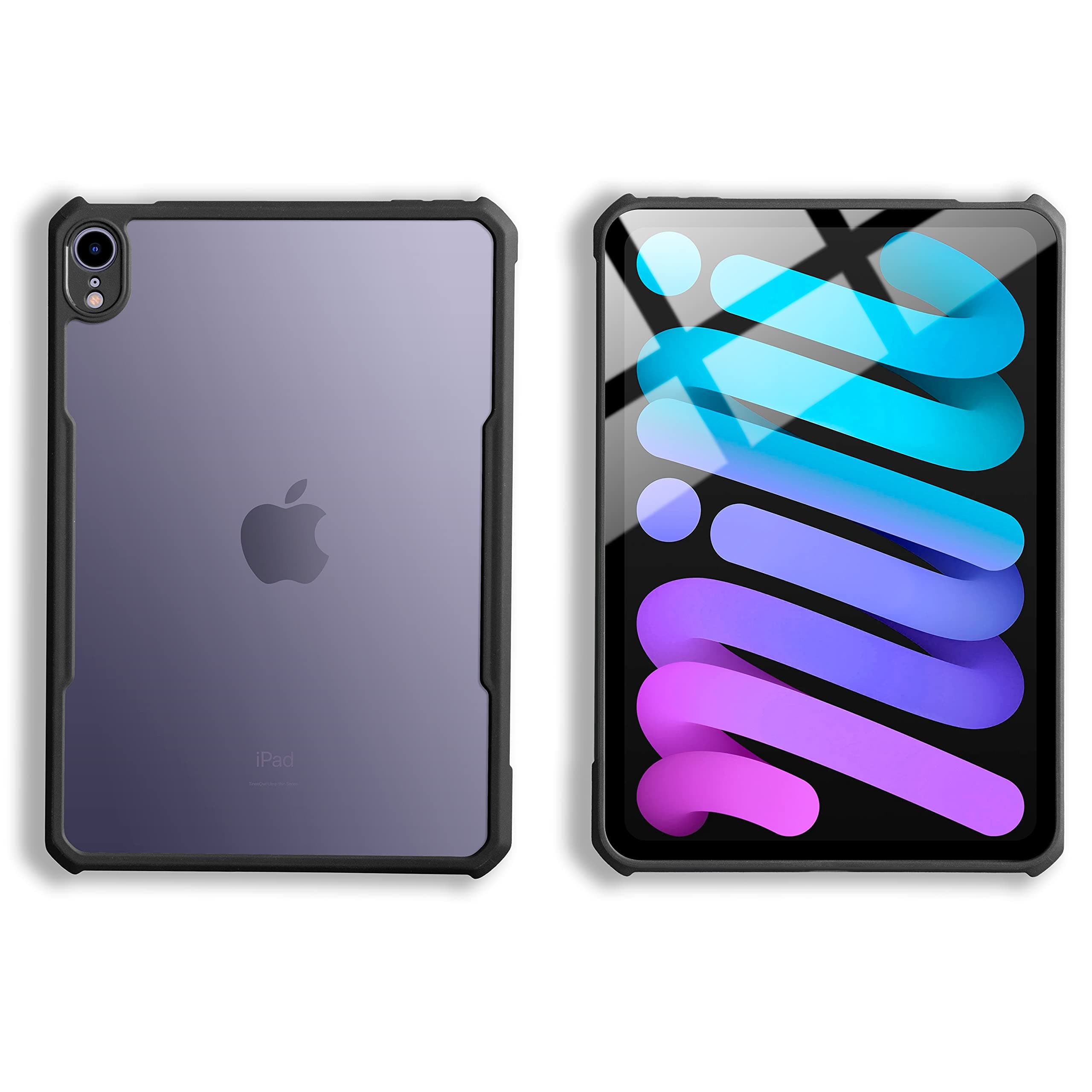 TineeOwl iPad Mini 7 A17 Pro Case, Ultra Thin Matte Back Clear Case for iPad Mini 7th/6th Generation (2024/2021), Flexible TPU, Absorbs Shock, Lightweight, Thin (Black)