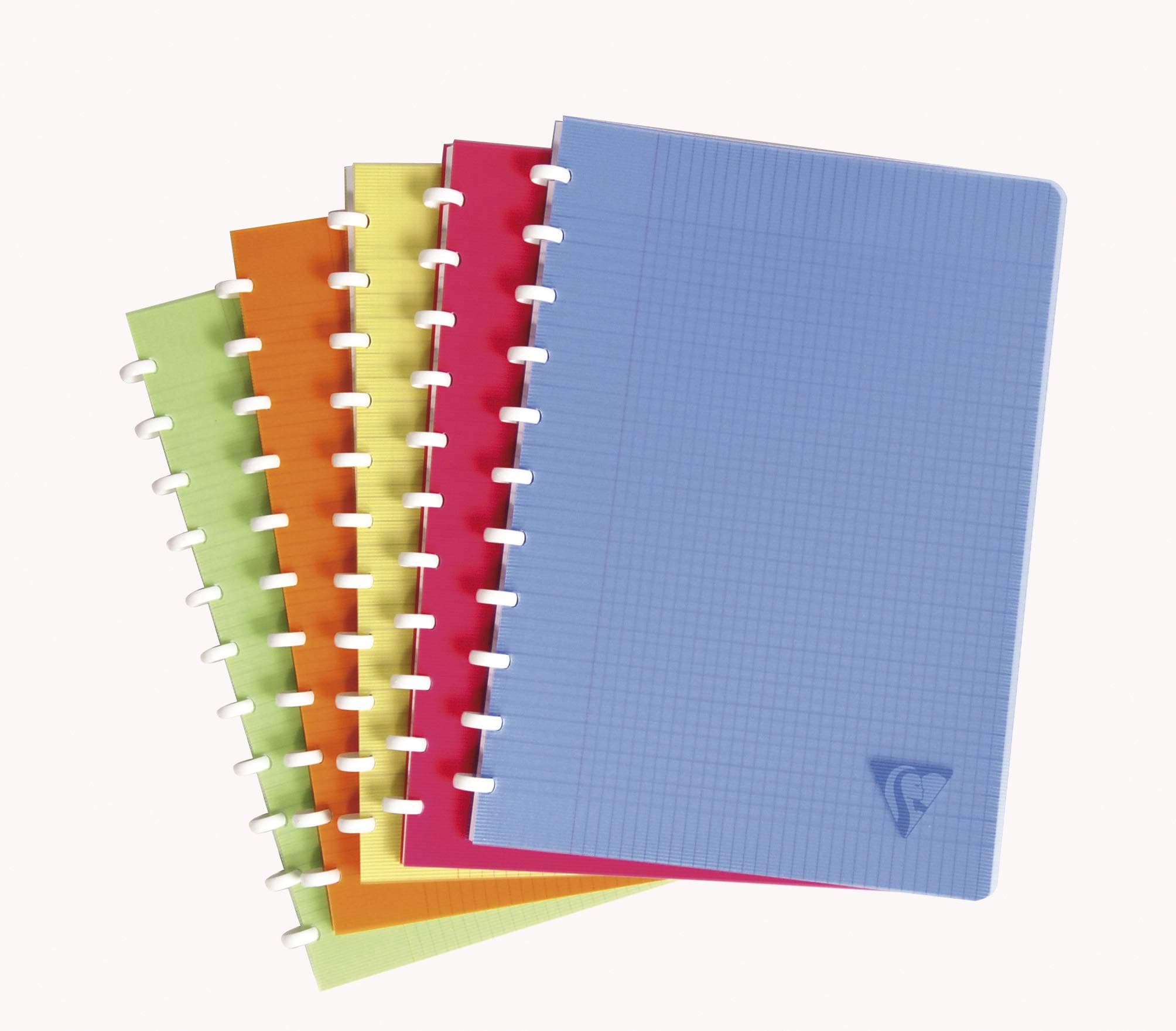 Clairefontaine 328136C Lot de 5 Cahiers à Anneaux Linicolor - A4 21x29,7-144 Pages Petits Carreaux avec Marge Repositionnables - Papier Blanc 90g - Couverture Polypro Transparent Couleurs Aléatoires