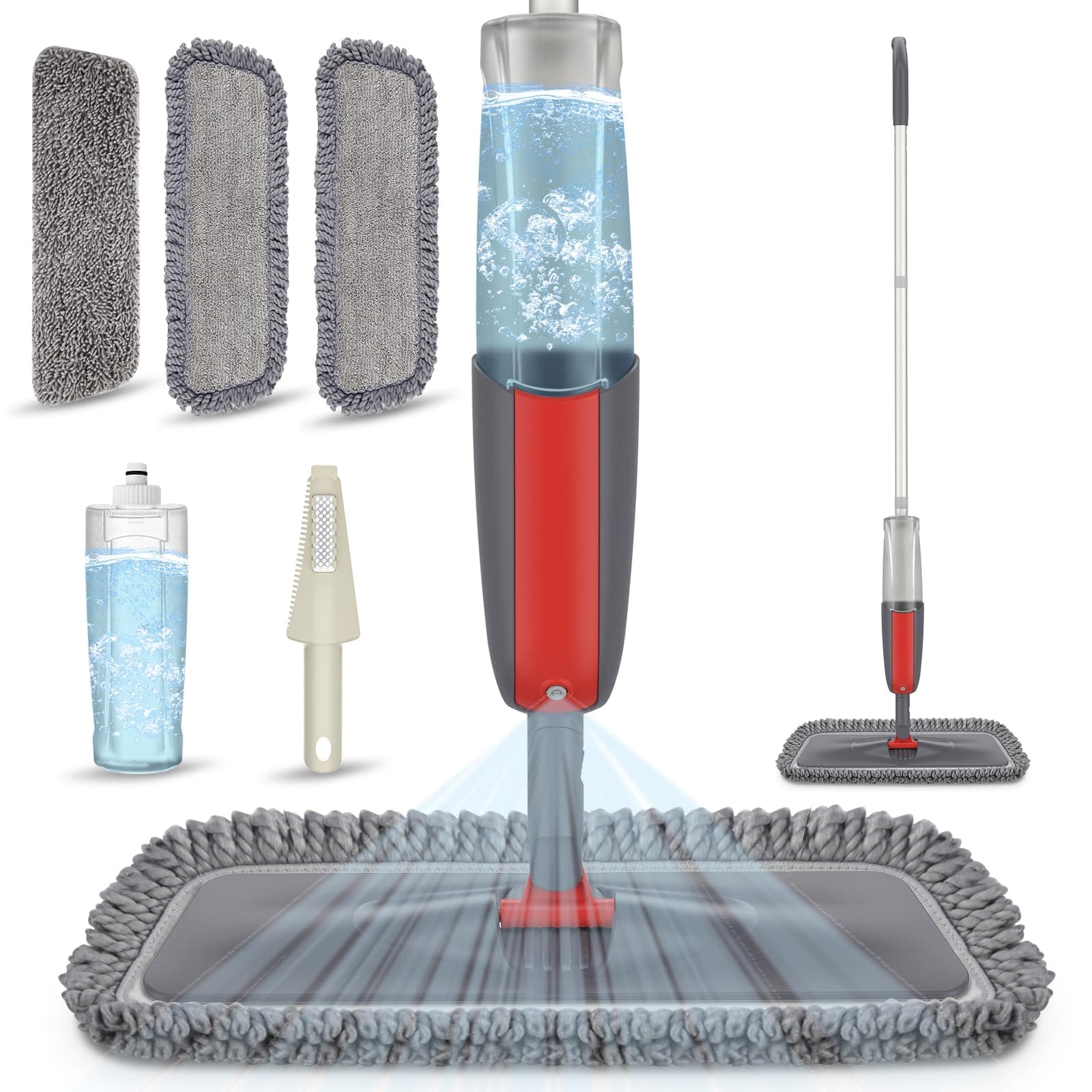 Spray Mops for Cleaning Floors - MEXERRIS Floor Flat Mop with 3 Washable Reusable Pads &1 Refillable Bottle - Wet Mop Dust Dry Mops For Hardwood Laminate Vinyl Tile Ceramic Floors Cleaning