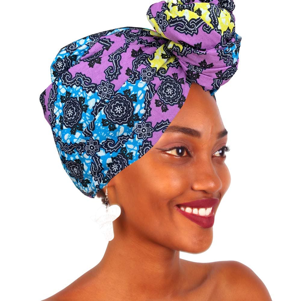 Traditional African Bazin Riche Wax Print Head Wrap Headtie Headwear Nigerian Scarf Gele for Women