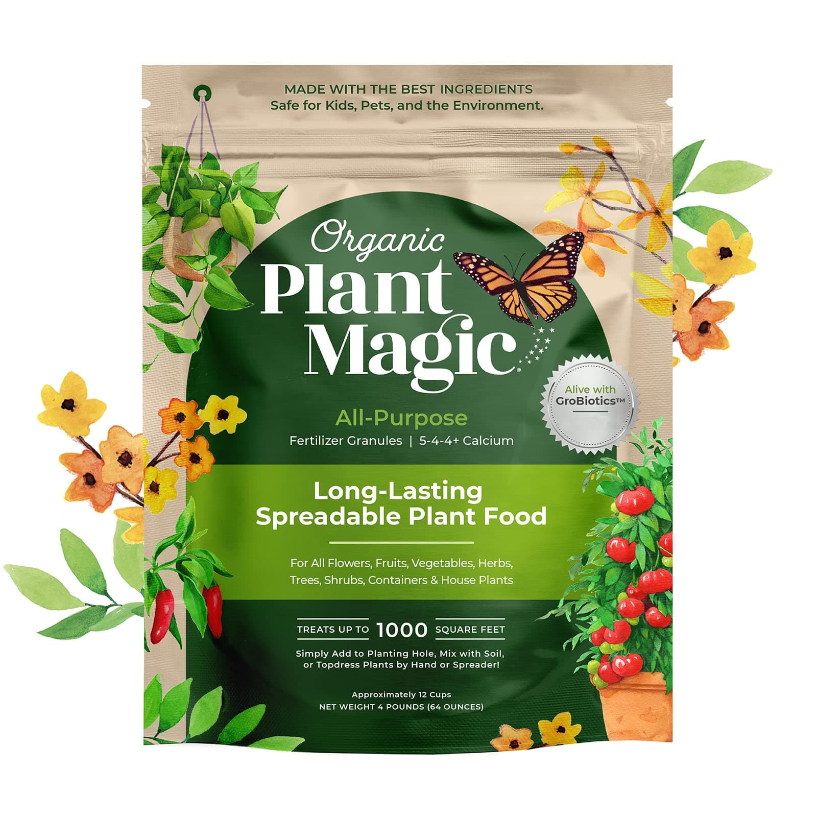 Organic Plant Magic - Truly Organic™ Slow Release Granular Fertilizer : Long-Lasting Plant Food Granules for All Indoor & Outdoor Flowers, Vegetable Gardens, Herbs, Fruit Trees, Shrubs, Lawns & House