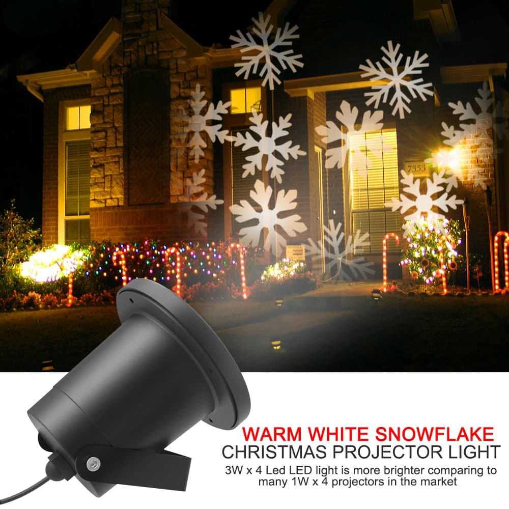 Christmas Projector Lights, Dreamix Waterproof Moving White Snowflakes LED Landscape Projector Lamp Spotlights Outdoor for Christmas Holiday Home Party Wall Garden Decoration