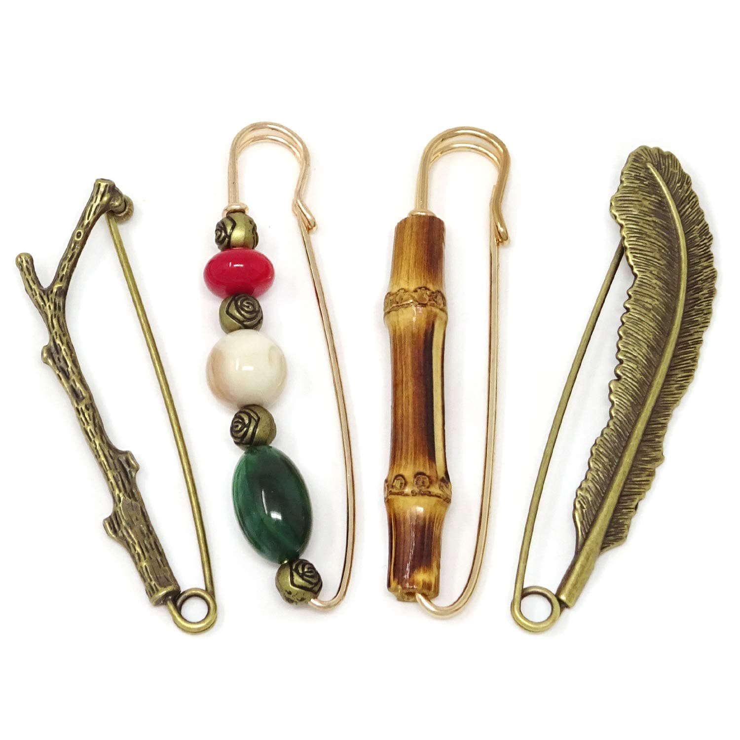 "Honbay 4PCS Vintage Chic Brooch Extra Large Safety Pins for Blankets, Skirts, Kilts, Crafts"