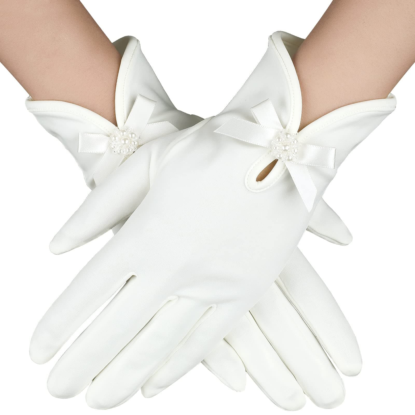 Short Satin Gloves Wrist Length Opera Bridal Gloves Women's Gown Glove for Wedding Prom Banquet Dance Party
