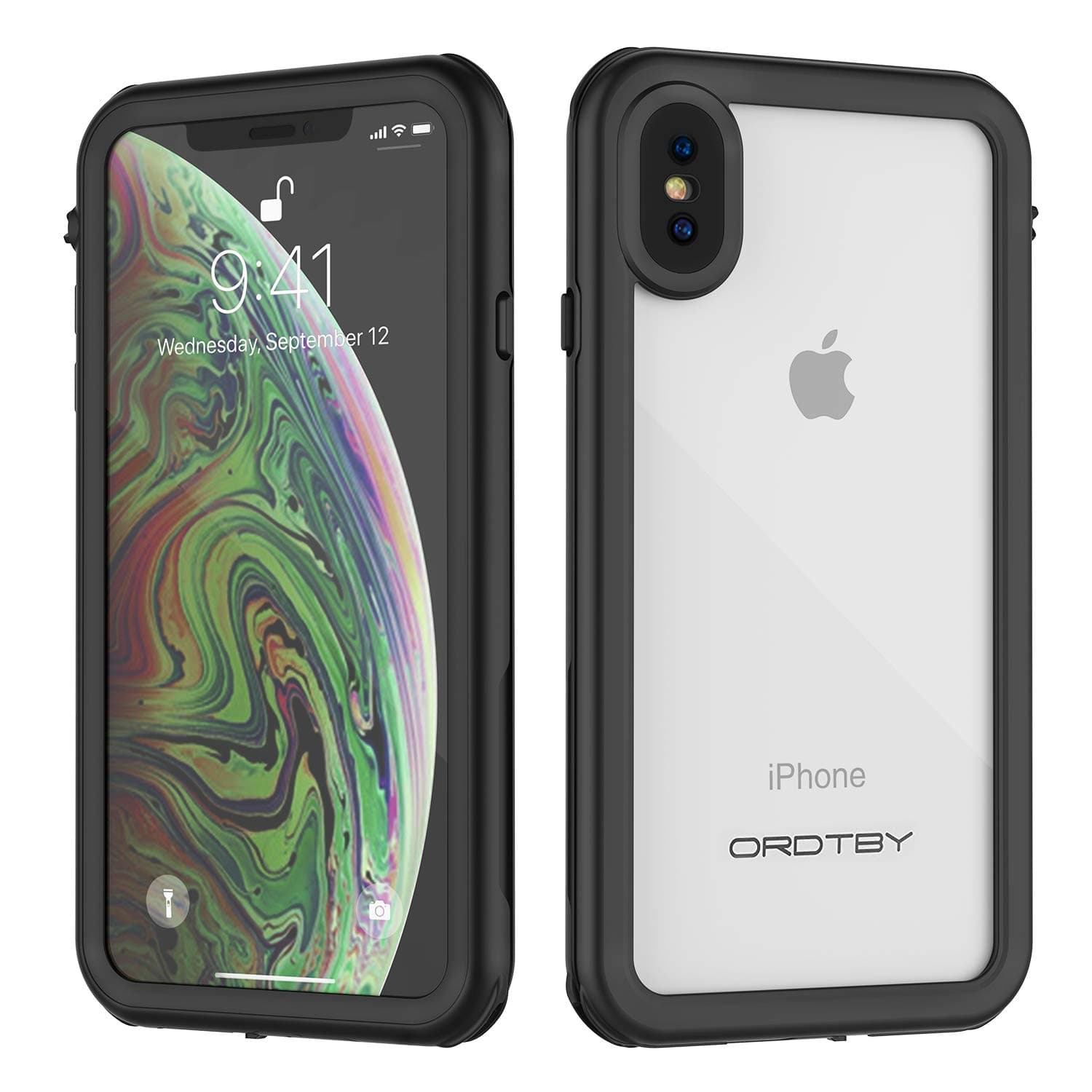 ORDTBY iPhone Xs Max Waterproof Case, Underwater Full Sealed IP68 Certified Cover Waterproof Snowproof Shockproof and Dustproof with Built-in Screen Protector for iPhone Xs Max (Clear)