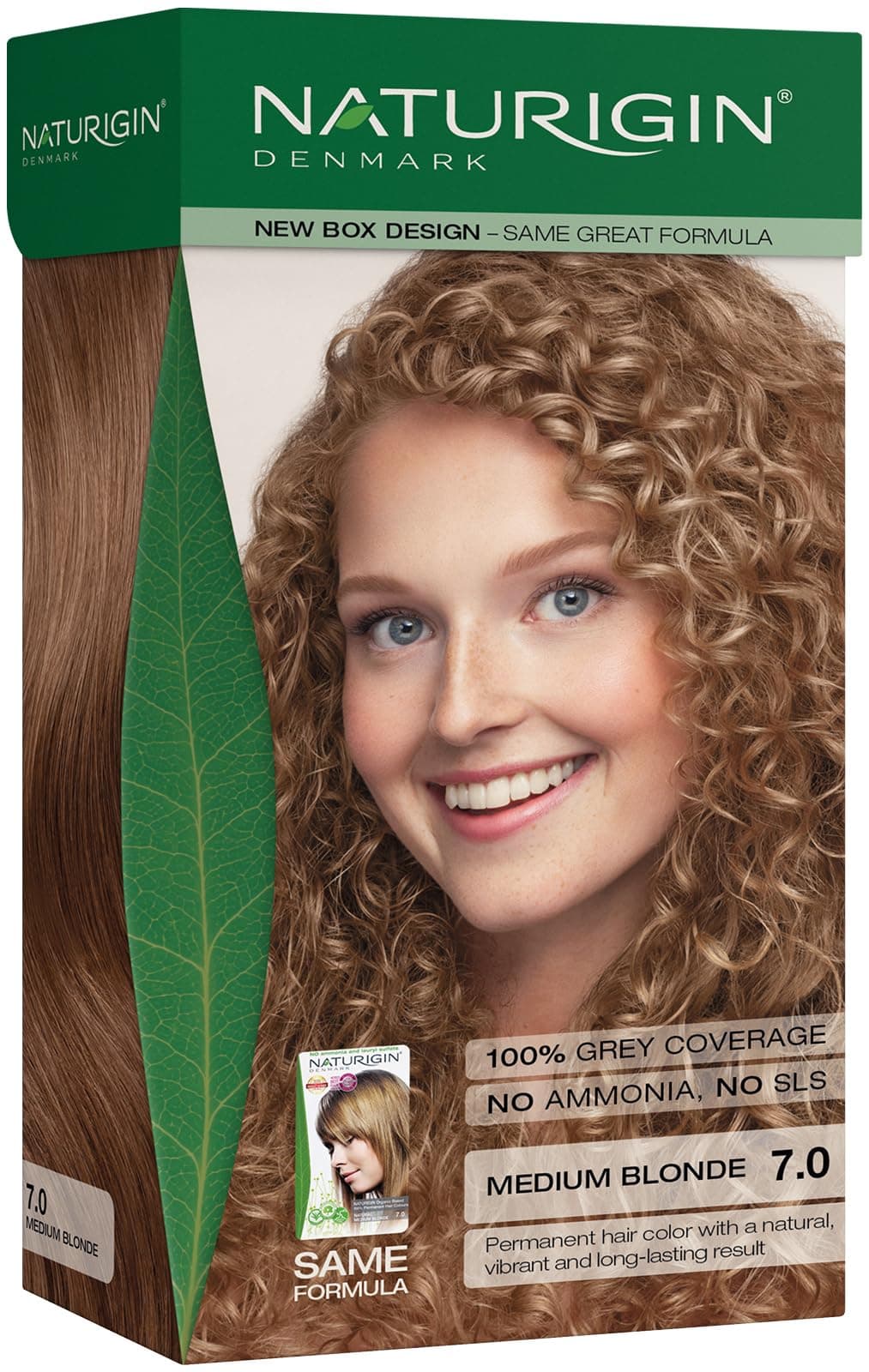 NATURIGIN Medium Blonde Hair Dye 7.0 | Permanent Hair Colour with Natural Ingredients | Ammonia Free | 100% Grey Coverage | Vegan | Neutral Medium Blonde | Natural Shine