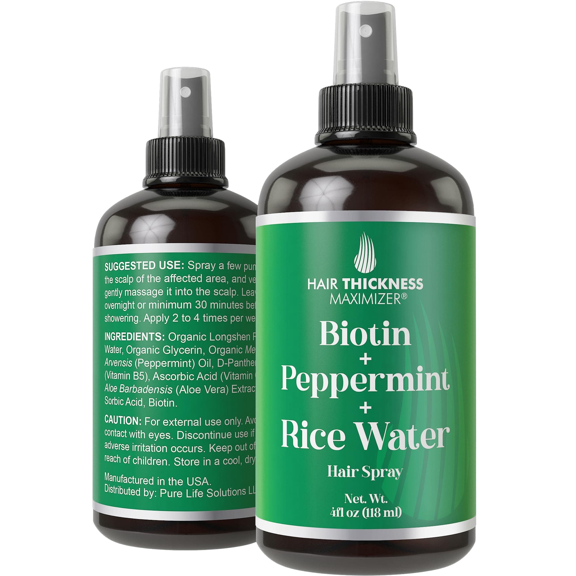 Biotin + Peppermint + Rice Water Spray for Hair Growth. Vegan Leave in Conditioner for Women, Men. Strengthens & Hydrates Thinning, Dry Hair for a Healthier-Looking Scalp