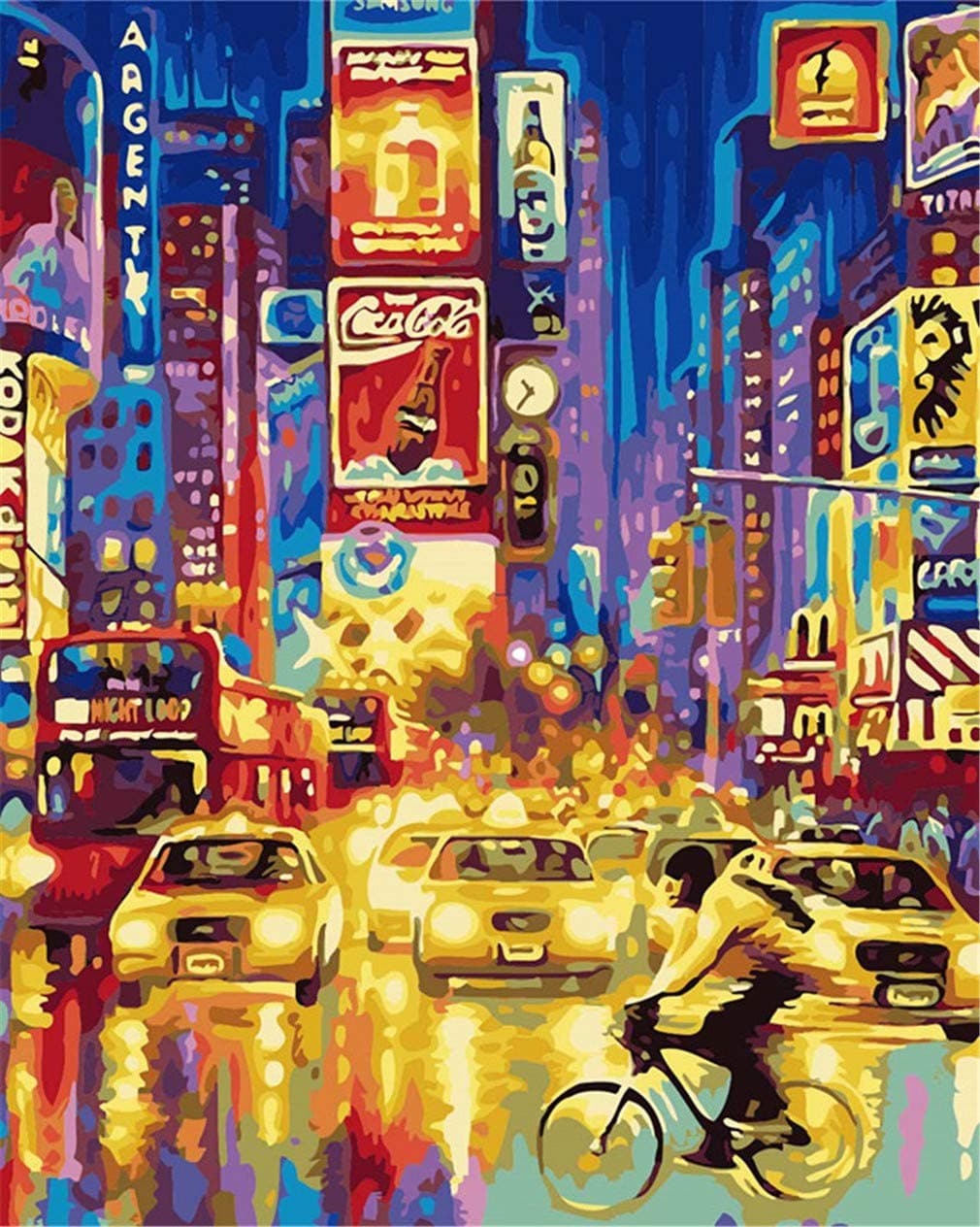 Sonby DIY Paint by Numbers Kits for Adults Times Square Canvas Painting by Number for Home Wall Decor,16x20 Unmounted