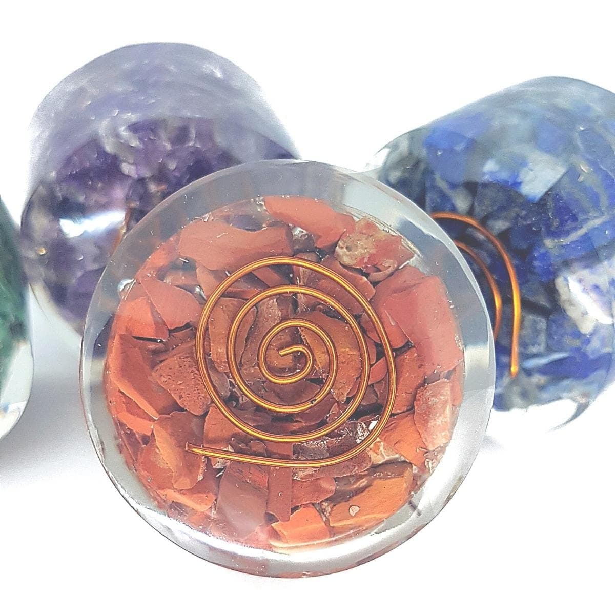 4 Handmade Crystals and Healing Stones, Stress Relief Gift Set. Purifying Amethyst, Red Jasper, Rose Quartz, Lapis Lazuli Meditation, Relaxation and Restful Sleep Healing Crystals