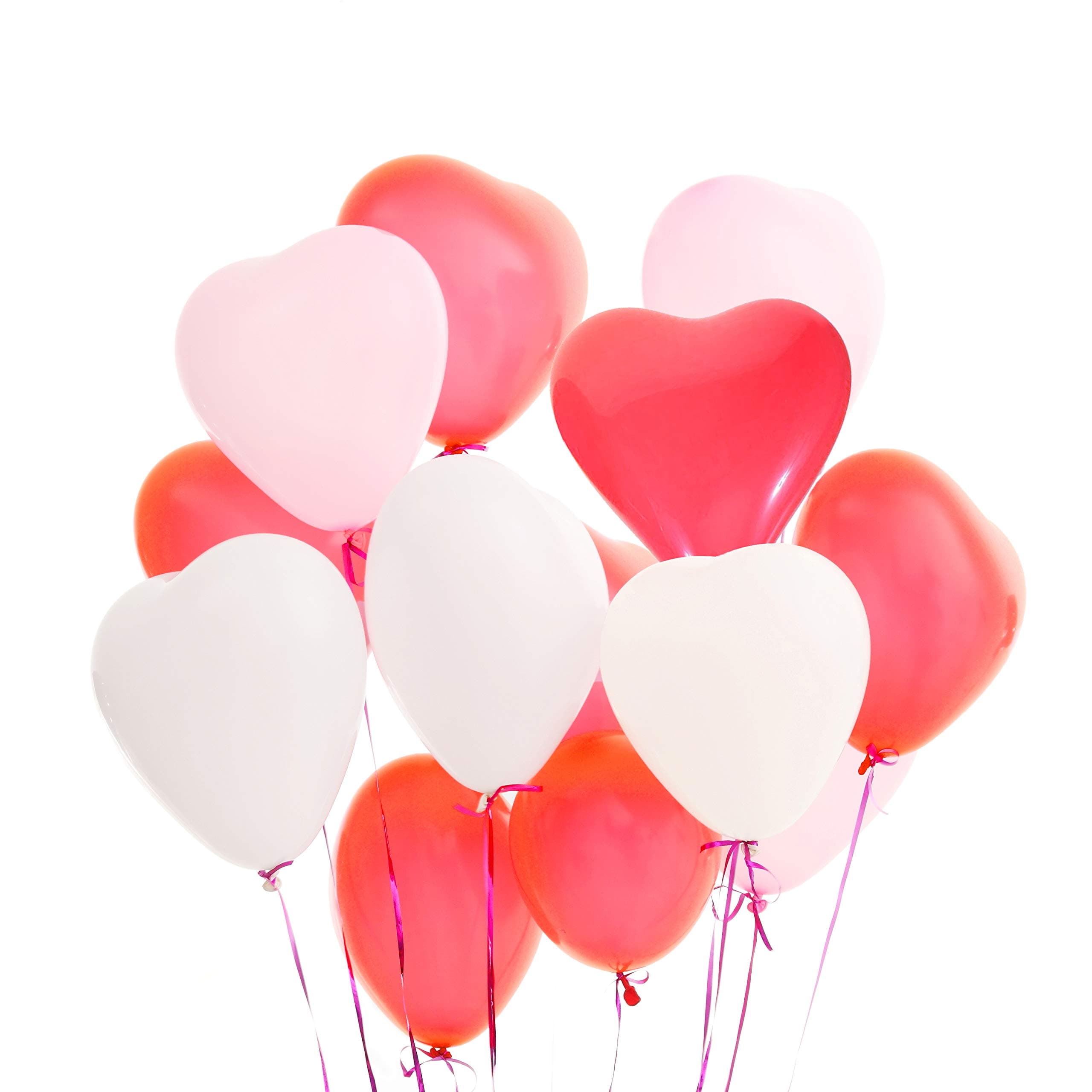 LAttLiv Valentines Day Balloons 50 Packs Heart Balloons 12 inch Latex Balloons for Wedding Decoration Birthday Decoration or Anniversary Decoration - Pink/White/Red