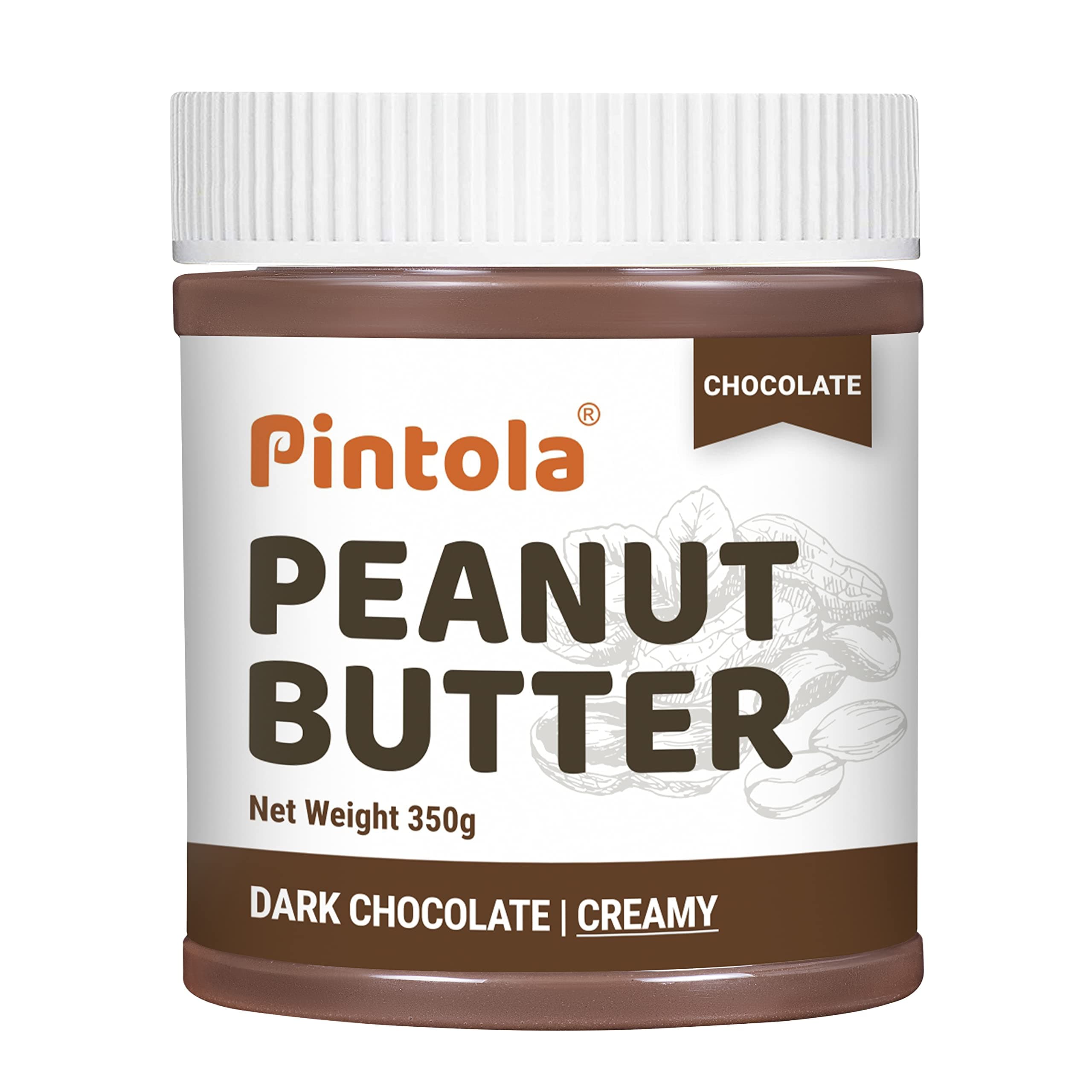 Peanut Butter Chocolate Flavour Creamy 350g - 18.6g Protein & 5.2g Dietary Fiber, Made with Premium Roasted Nuts & Cocoa, Gluten Free, Zero Cholesterol & Trans Fat, Vit E & B3, Dark Chocolate