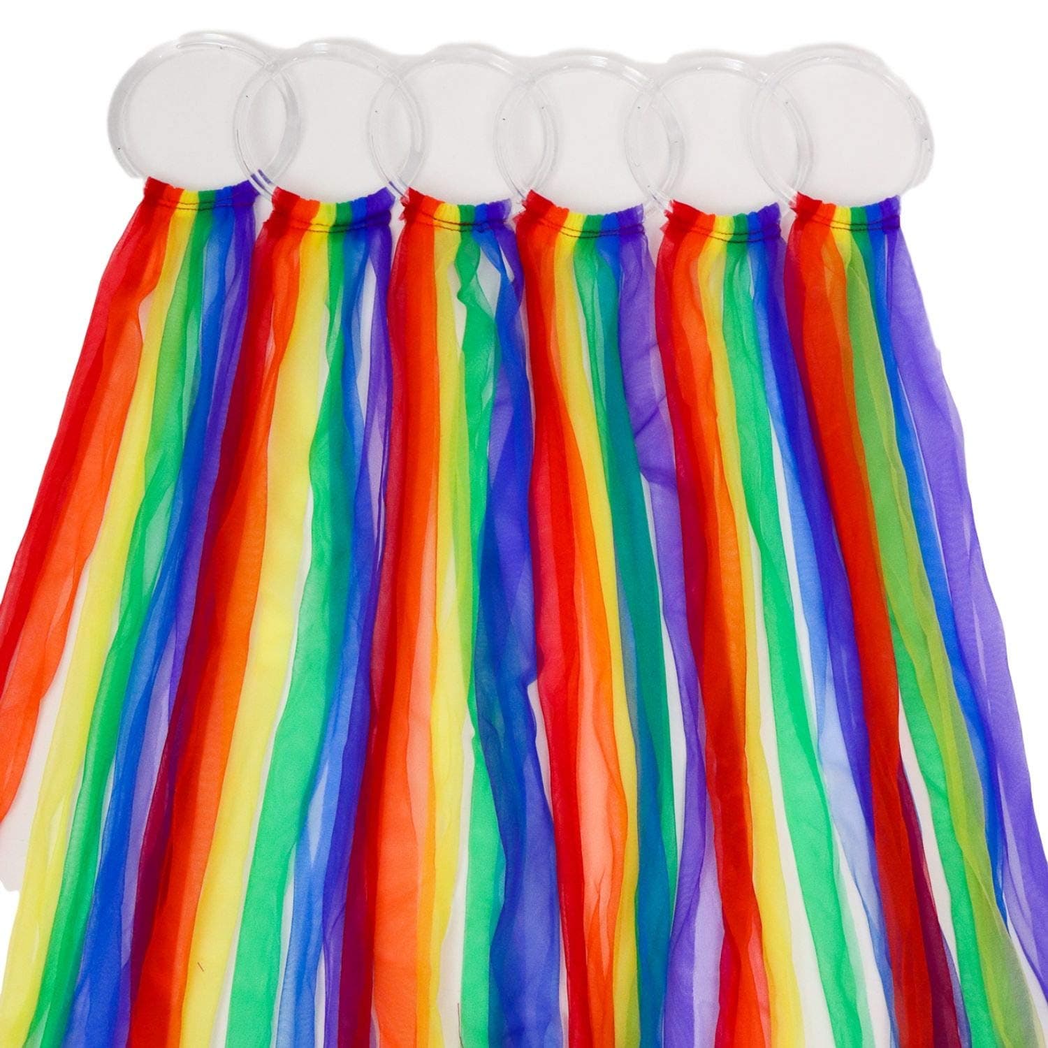 Bear Paw CreekSet of 6 Hoops with 24" Chiffon Scarf Streamers in rainbow with storage bag, Creative Movement Prop for dancing, preschool, music education. Direct from USA manufacturer